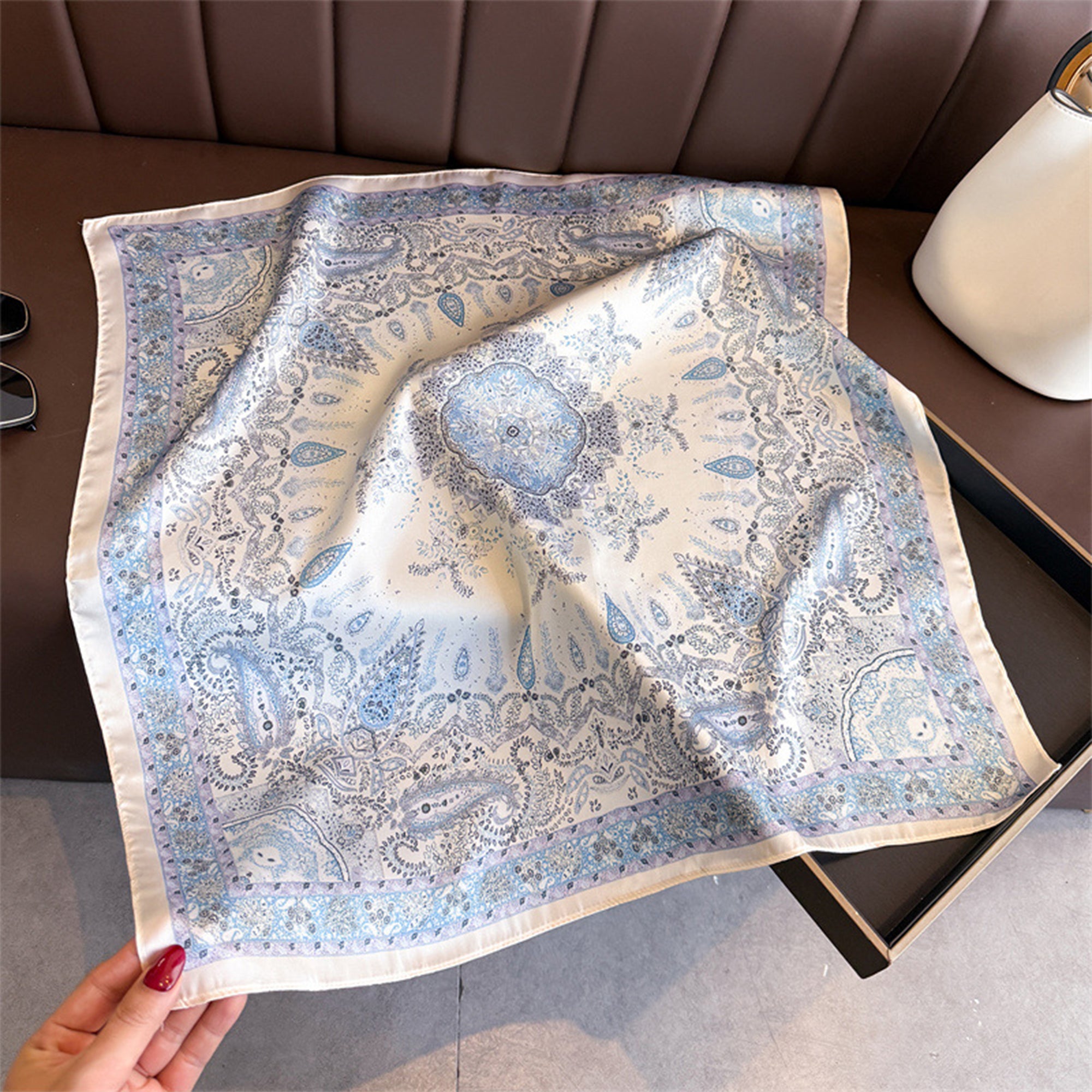 Anna-Kaci Womens Vintage Paisley Print Square Scarf Elegant Soft Fashion Neck Head Wrap