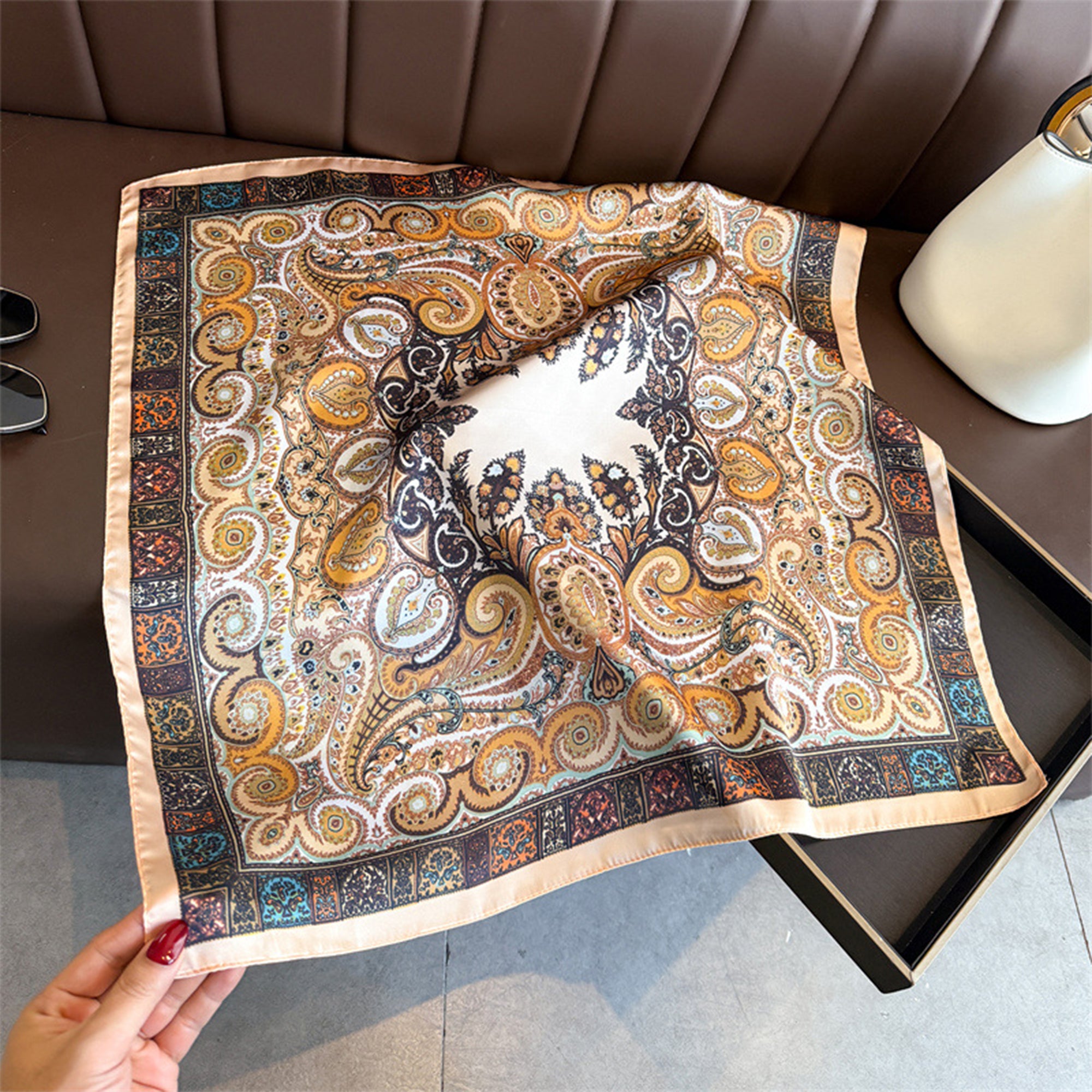 Anna-Kaci Womens Vintage Paisley Print Square Scarf Elegant Soft Fashion Neck Head Wrap