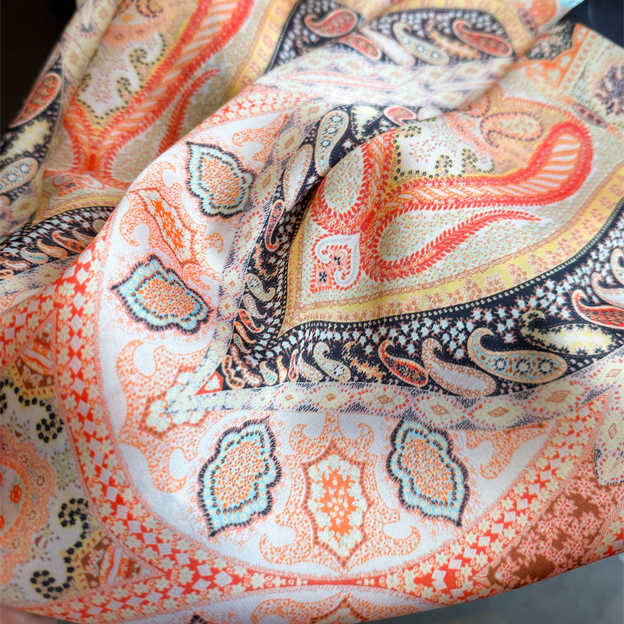 Anna-Kaci Womens Vintage Paisley Square Scarf Elegant Boho Print Neck Wrap