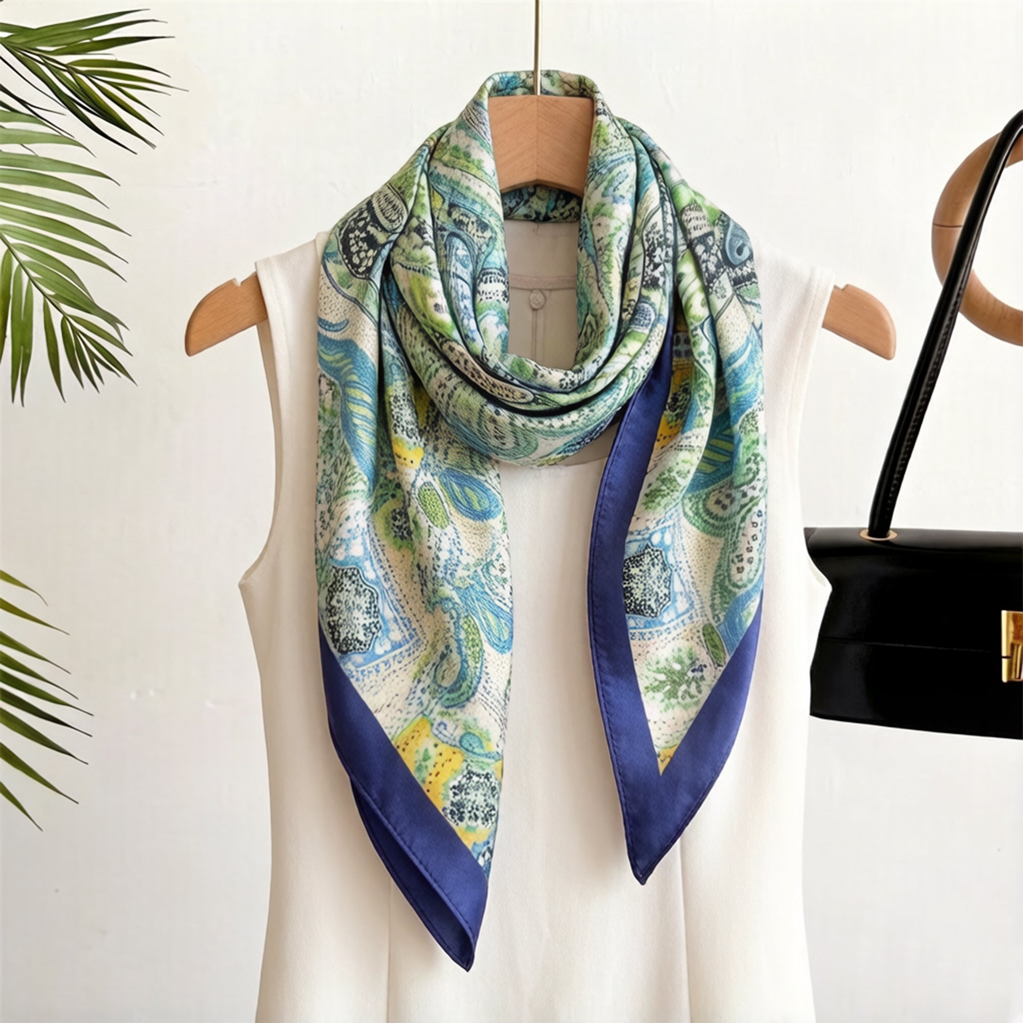 Anna-Kaci Womens Vintage Paisley Square Scarf Elegant Boho Print Neck Wrap