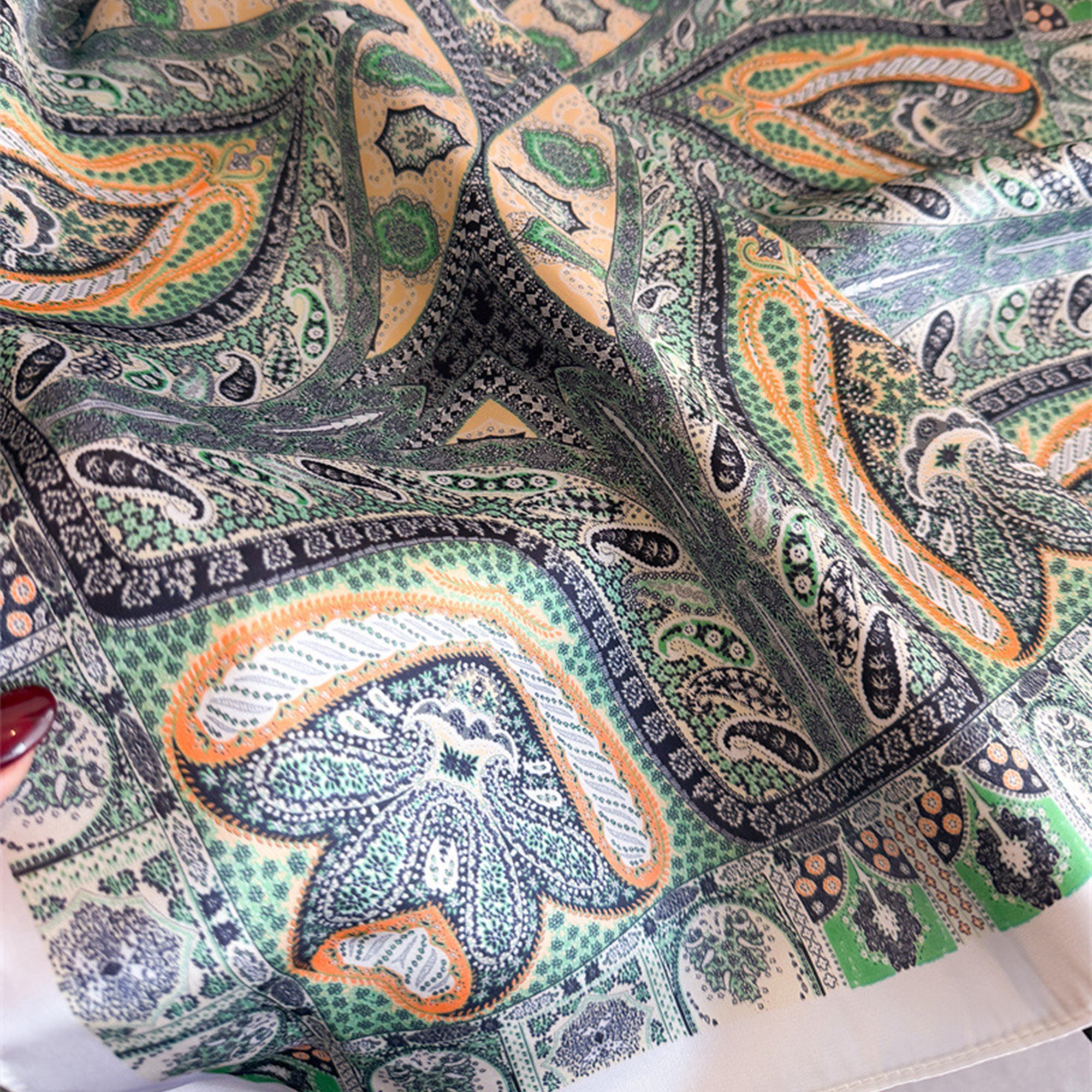 Anna-Kaci Womens Vintage Paisley Square Scarf Elegant Boho Print Neck Wrap