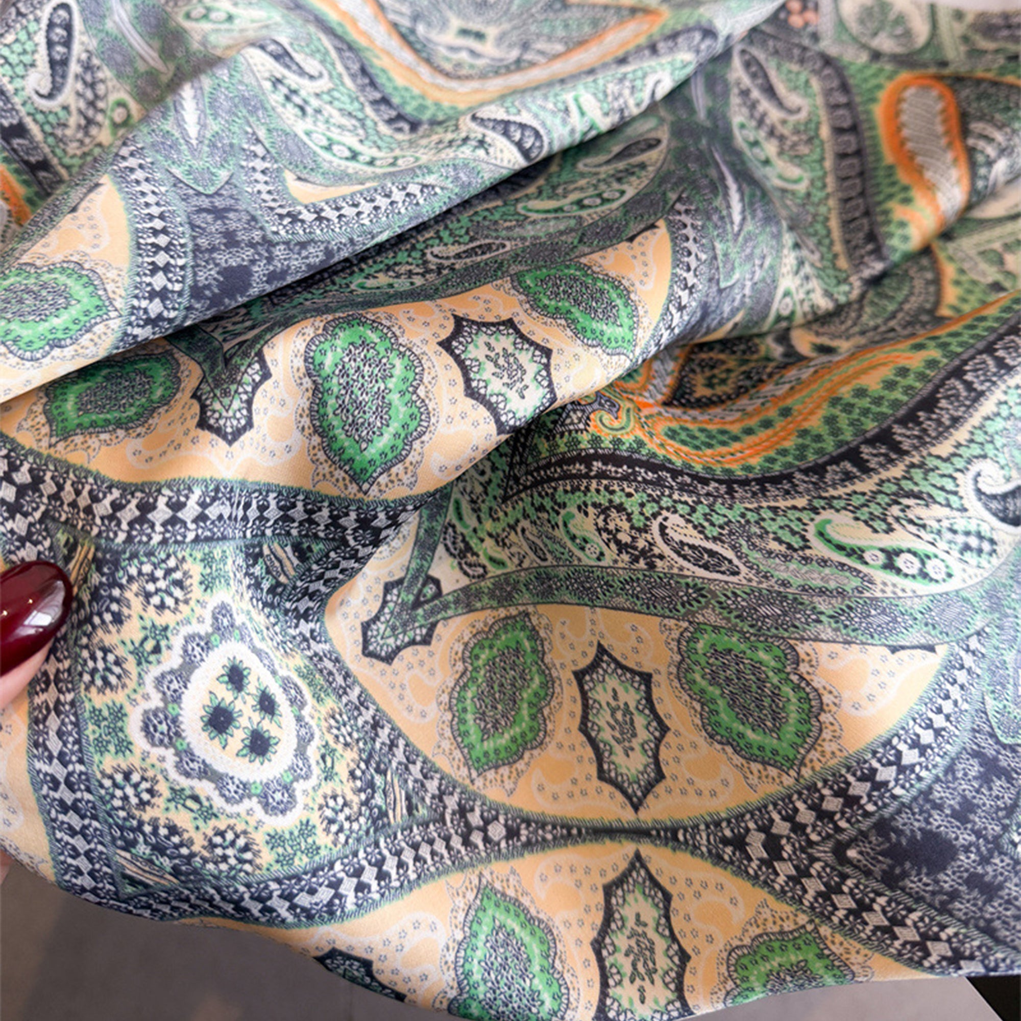 Anna-Kaci Womens Vintage Paisley Square Scarf Elegant Boho Print Neck Wrap