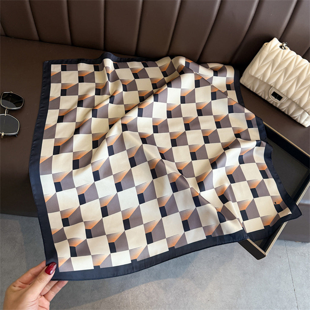 Anna-Kaci Womens Geometric Square Scarf Modern Checkerboard Print Fashion Neck Wrap