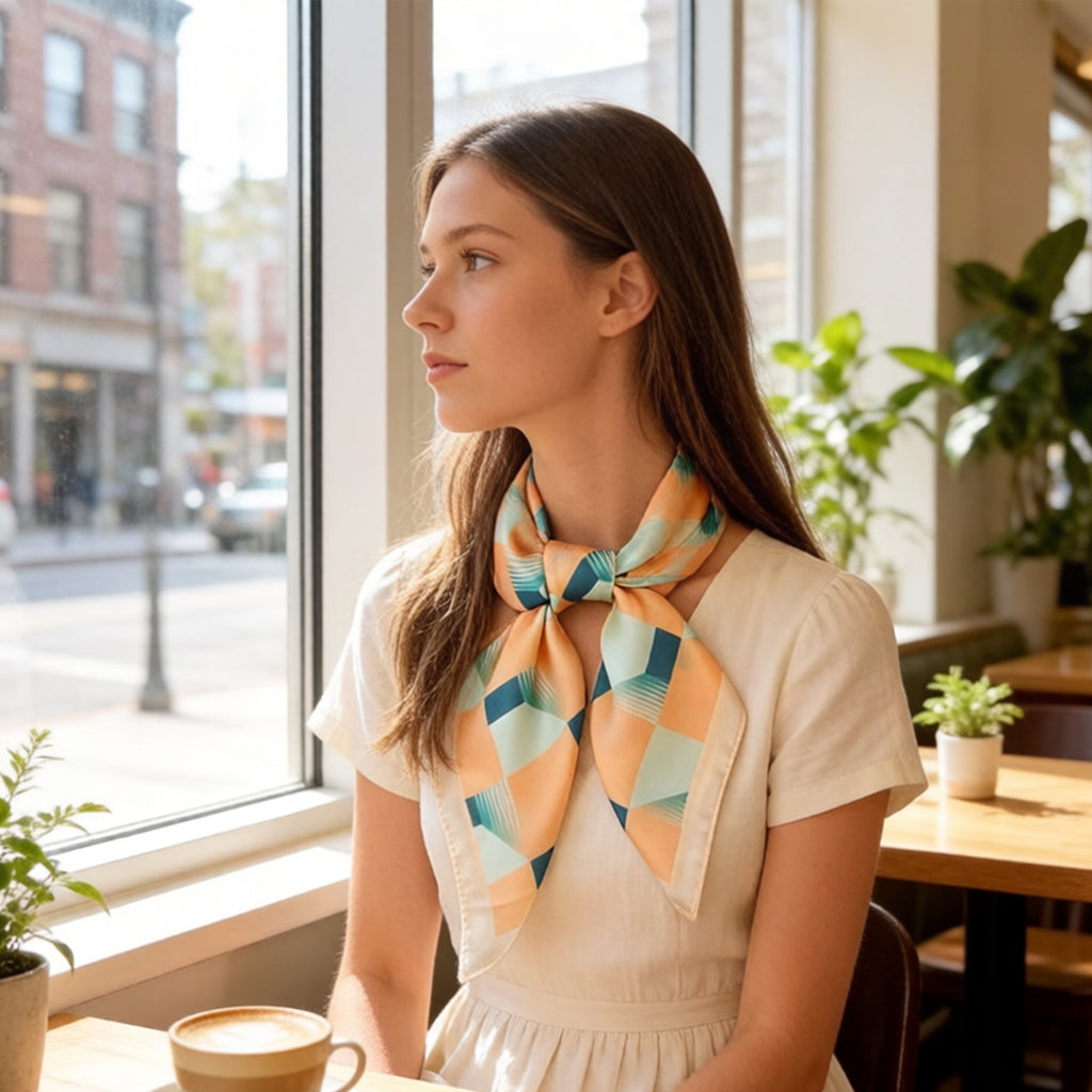 Anna-Kaci Womens Geometric Square Scarf Modern Checkerboard Print Fashion Neck Wrap