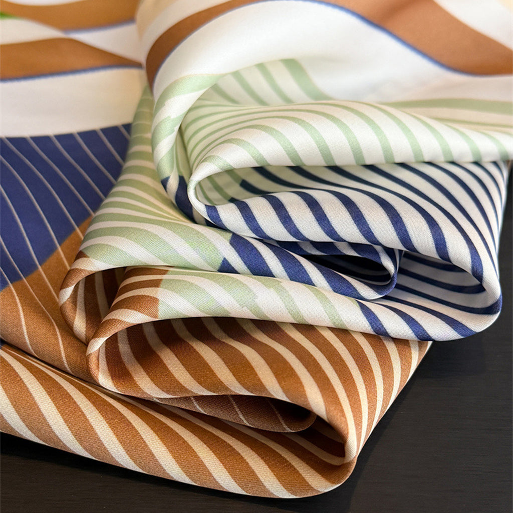 Anna-Kaci Womens Modern Colorblock Stripe Square Scarf Elegant Fashion Neck Wrap