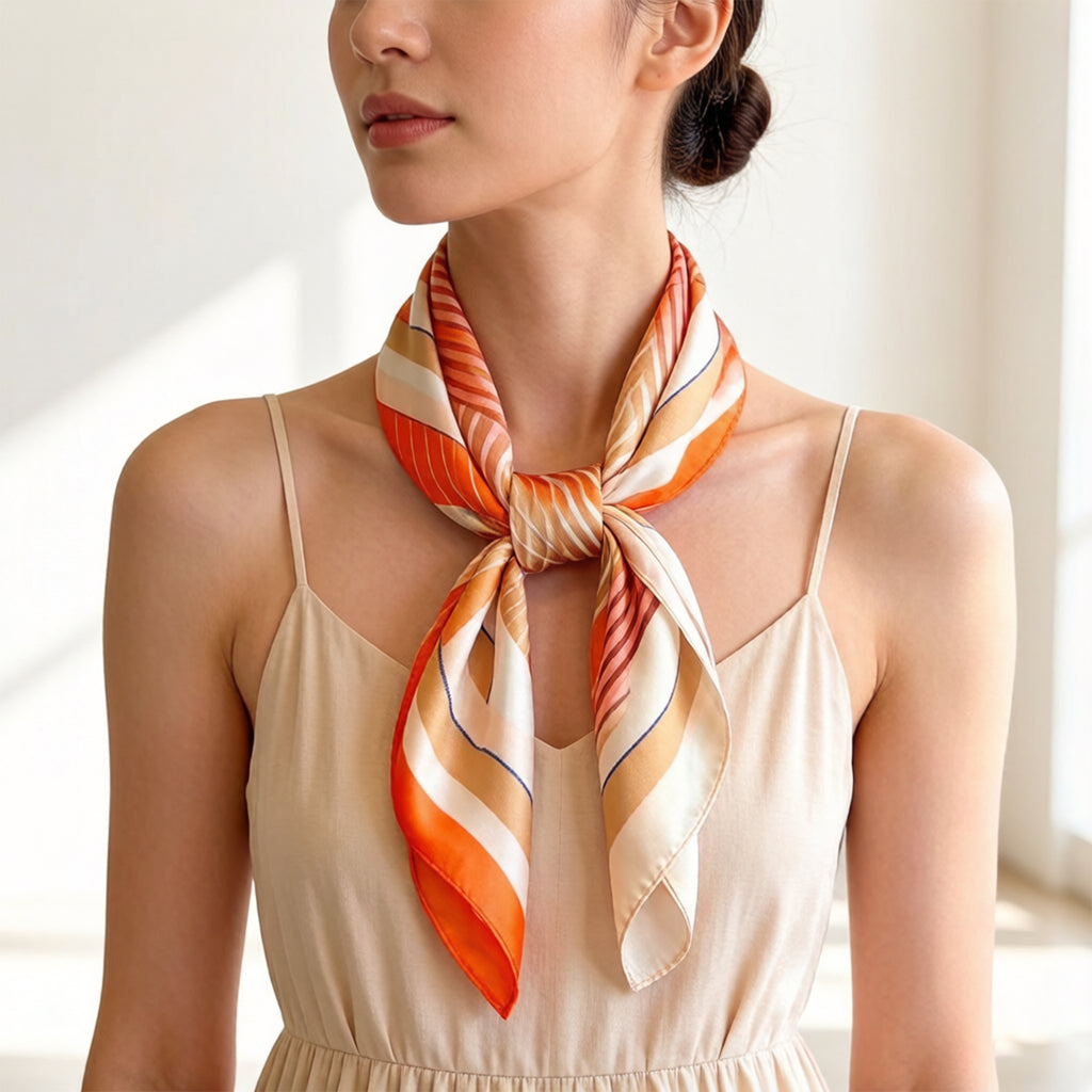 Anna-Kaci Womens Modern Colorblock Stripe Square Scarf Elegant Fashion Neck Wrap