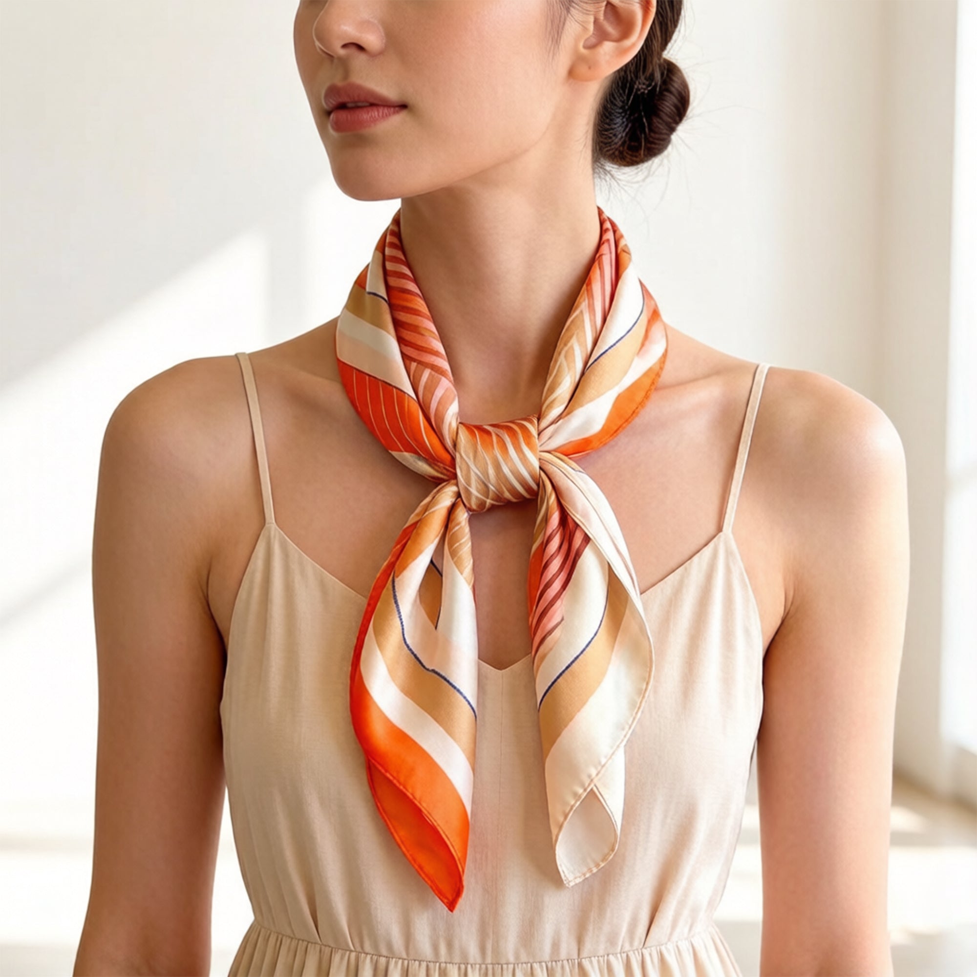 Anna-Kaci Womens Modern Colorblock Stripe Square Scarf Elegant Fashion Neck Wrap