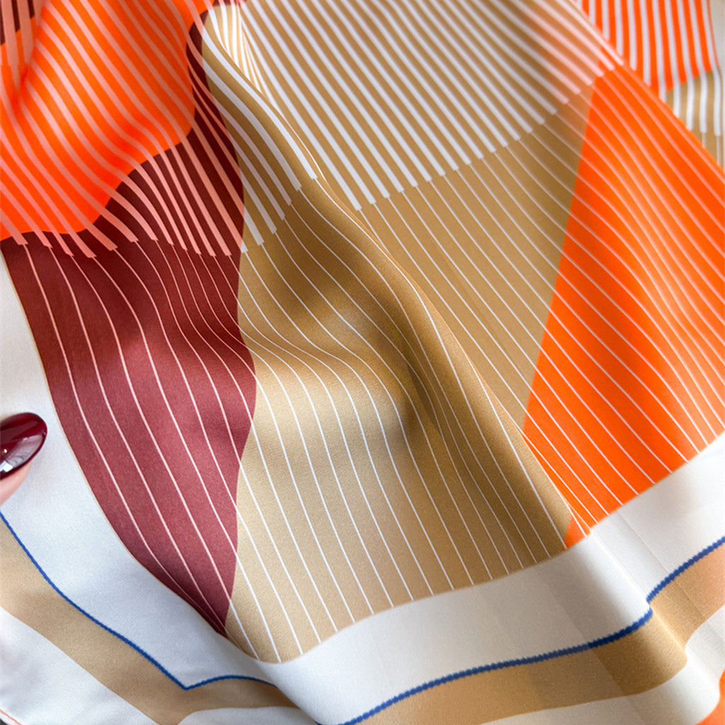 Anna-Kaci Womens Modern Colorblock Stripe Square Scarf Elegant Fashion Neck Wrap