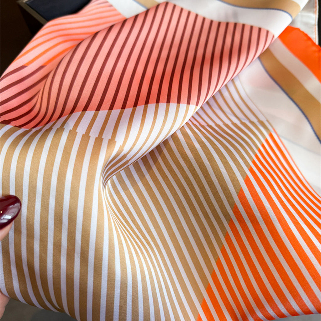 Anna-Kaci Womens Modern Colorblock Stripe Square Scarf Elegant Fashion Neck Wrap