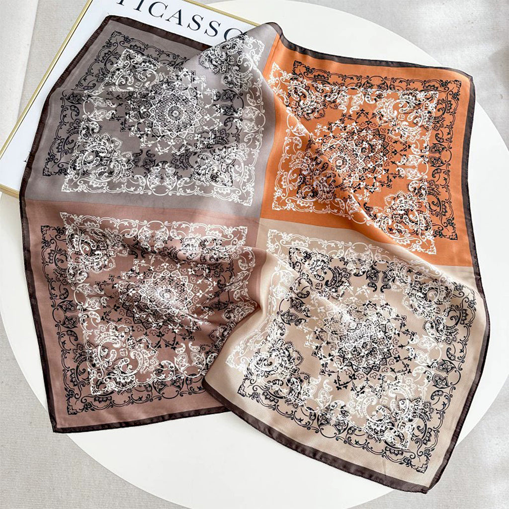 Anna-Kaci Women's Paisley Print Satin Square Scarf 27.5 x 27.5 Inches