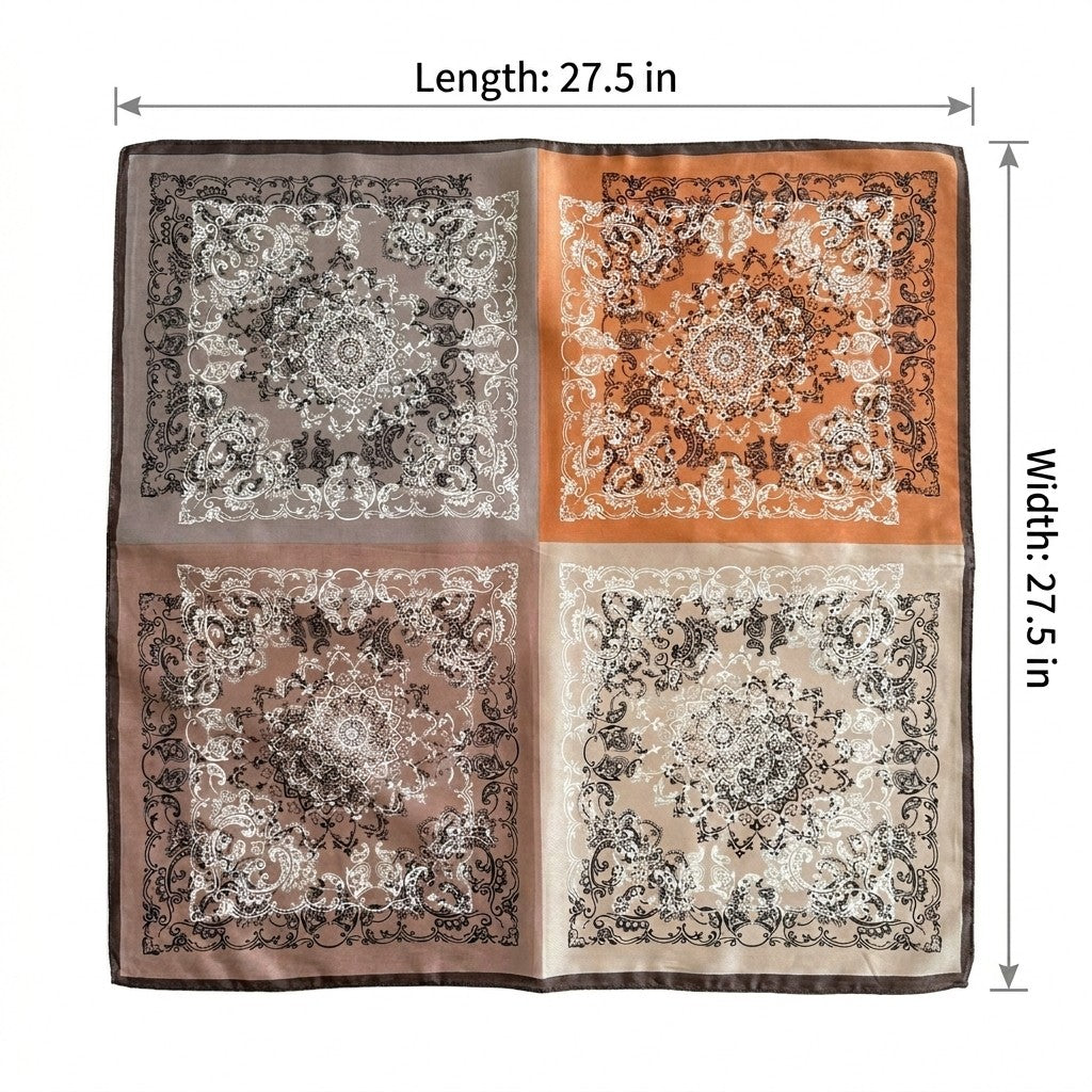Anna-Kaci Women's Paisley Print Satin Square Scarf 27.5 x 27.5 Inches