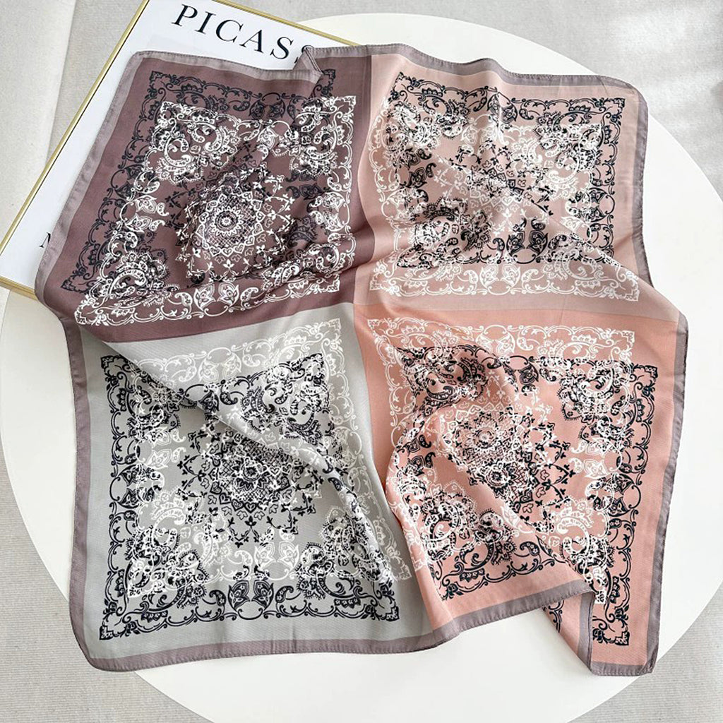 Anna-Kaci Women's Paisley Print Satin Square Scarf 27.5 x 27.5 Inches