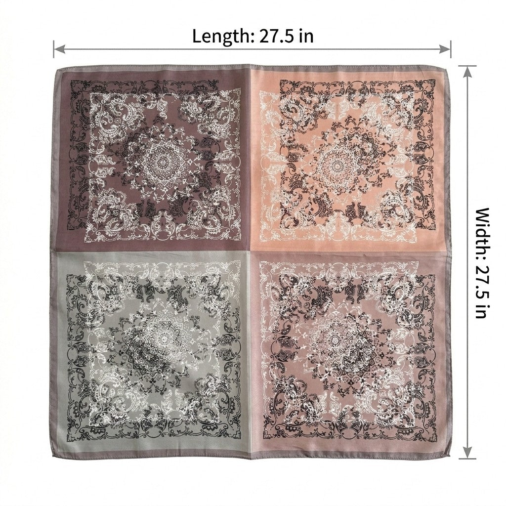 Anna-Kaci Women's Paisley Print Satin Square Scarf 27.5 x 27.5 Inches