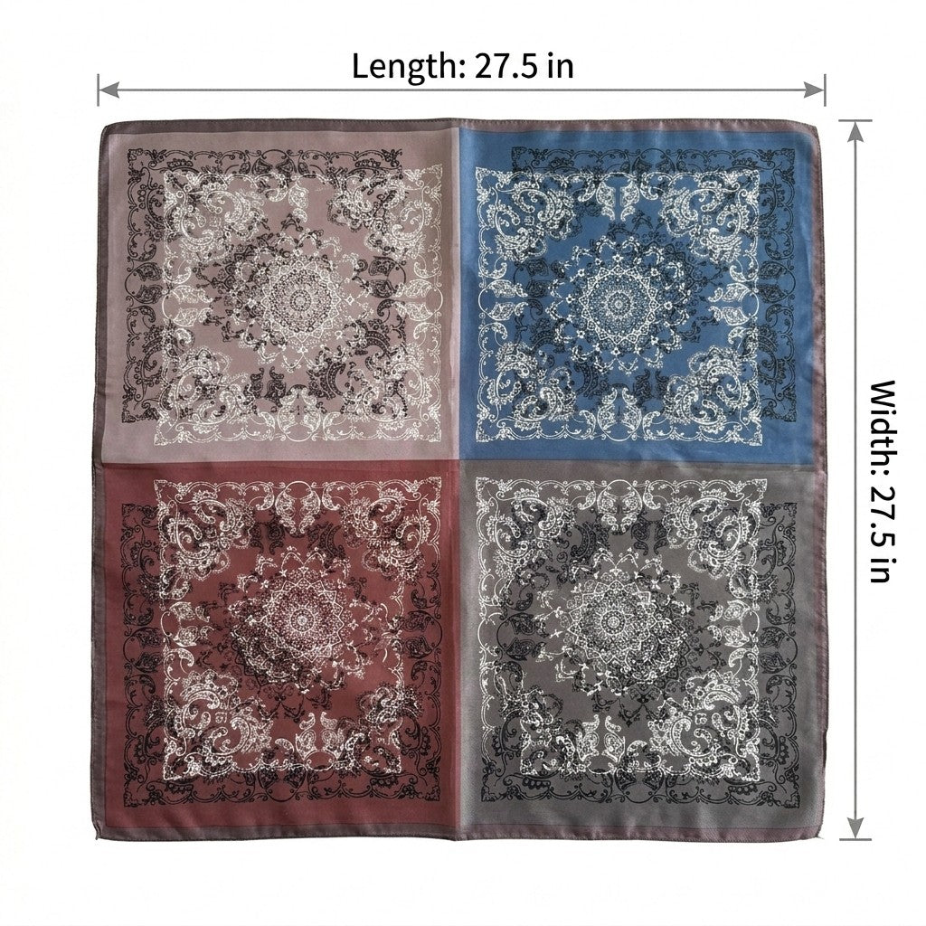 Anna-Kaci Women's Paisley Print Satin Square Scarf 27.5 x 27.5 Inches