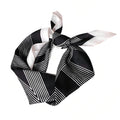 Anna-Kaci Women's Square Satin Neck Scarf Black and White Geometric Stripe Print 27.5 Inch