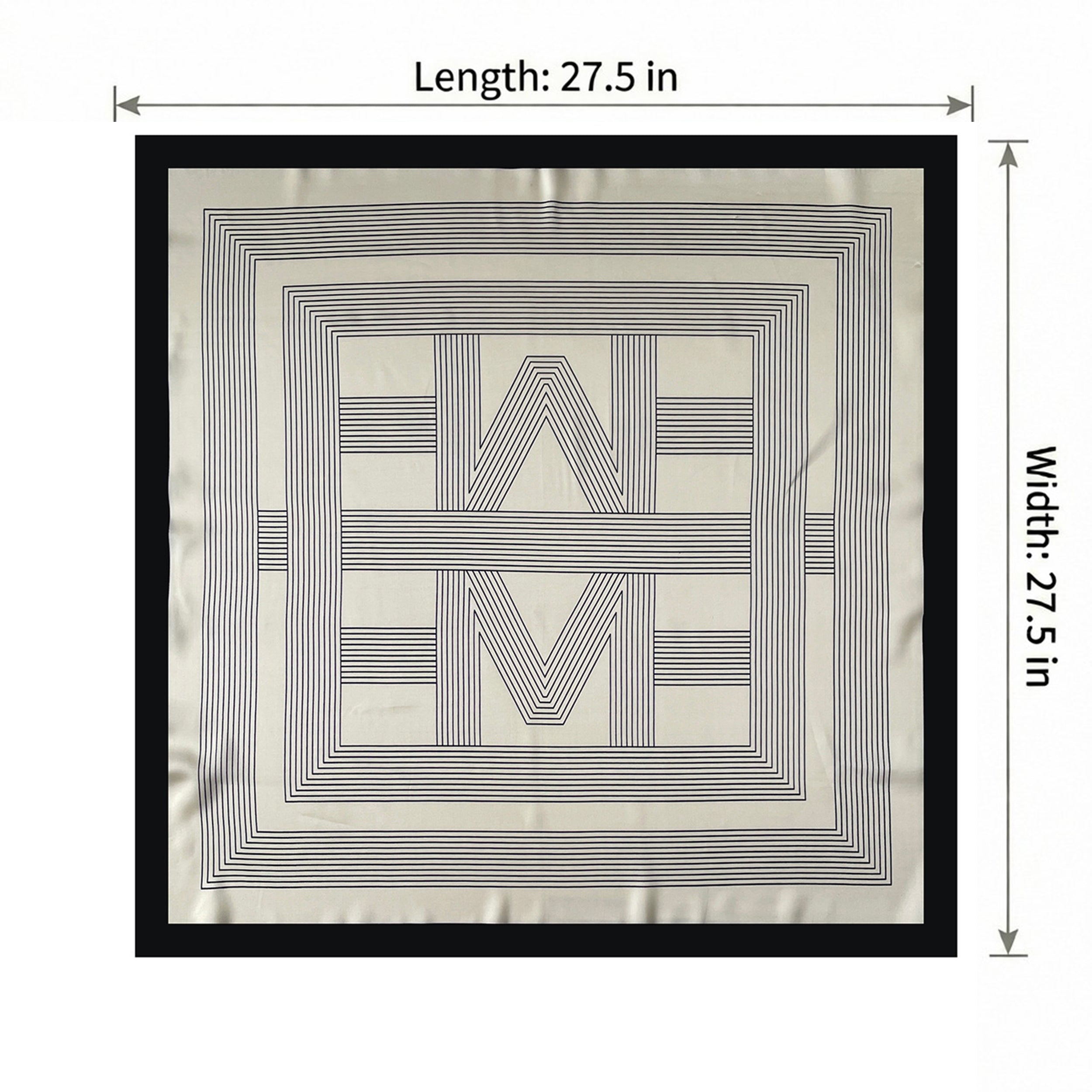 Anna-Kaci Women's Square Satin Neck Scarf Black and White Geometric Stripe Print 27.5 Inch