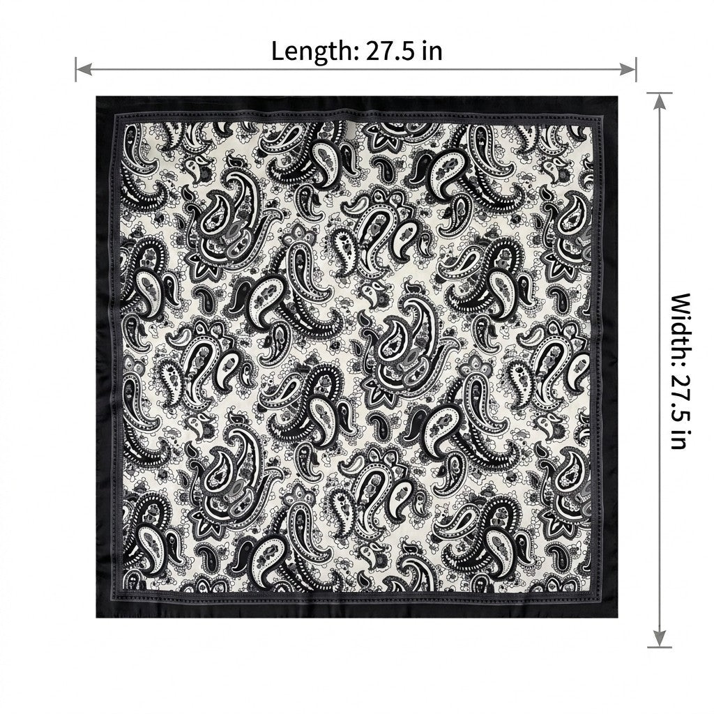 Anna-Kaci Women's Square Paisley Silk Feel Scarf Lightweight Printed Neck Hair Scarf 27.5 Inch