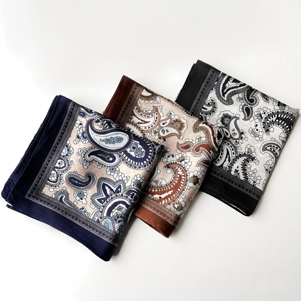 Anna-Kaci Women's Square Paisley Silk Feel Scarf Lightweight Printed Neck Hair Scarf 27.5 Inch