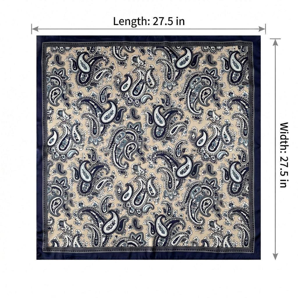 Anna-Kaci Women's Square Paisley Silk Feel Scarf Lightweight Printed Neck Hair Scarf 27.5 Inch