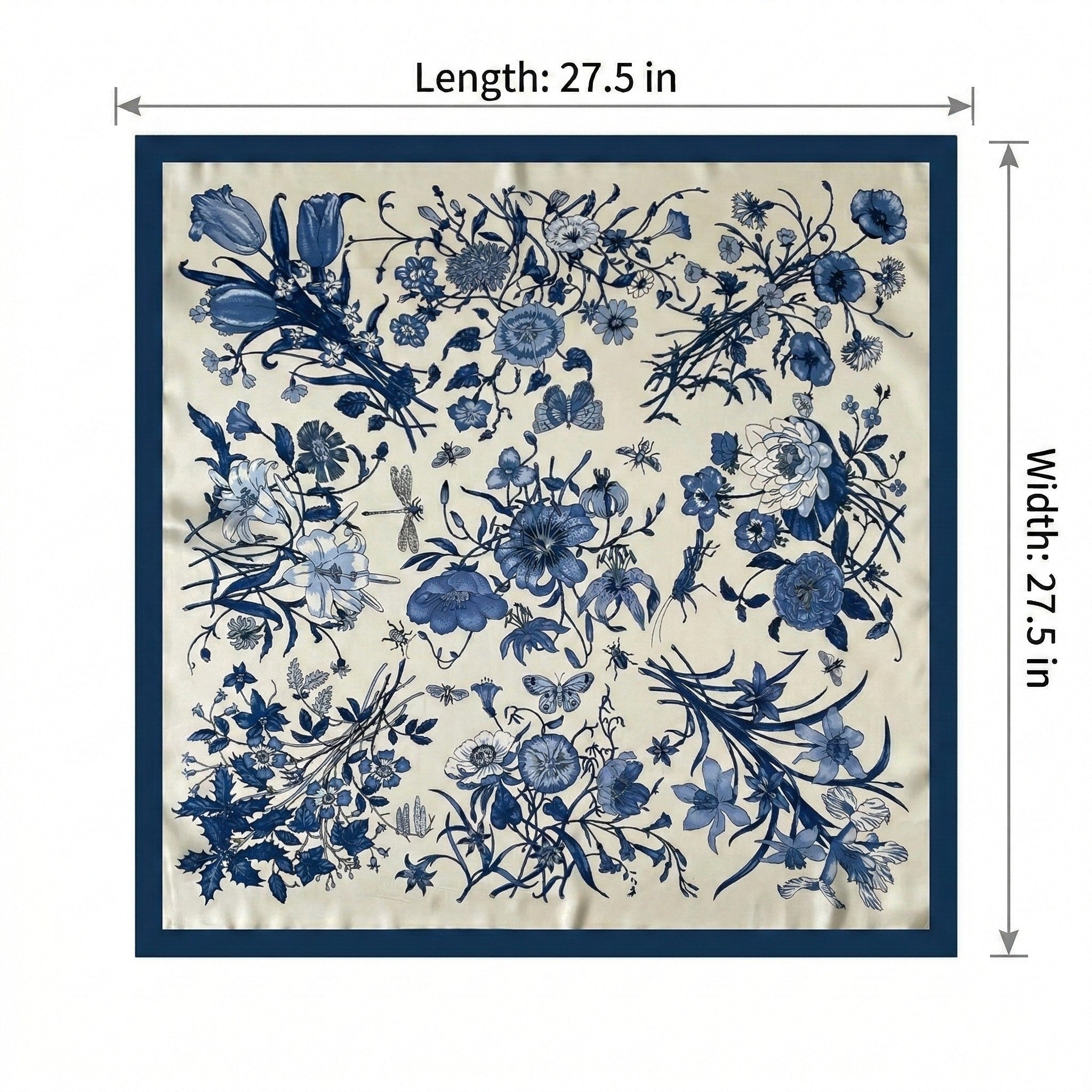 Anna-Kaci Women's Square Floral Silk Feel Scarf Lightweight Botanical Print Neck Wrap 27.5 Inch