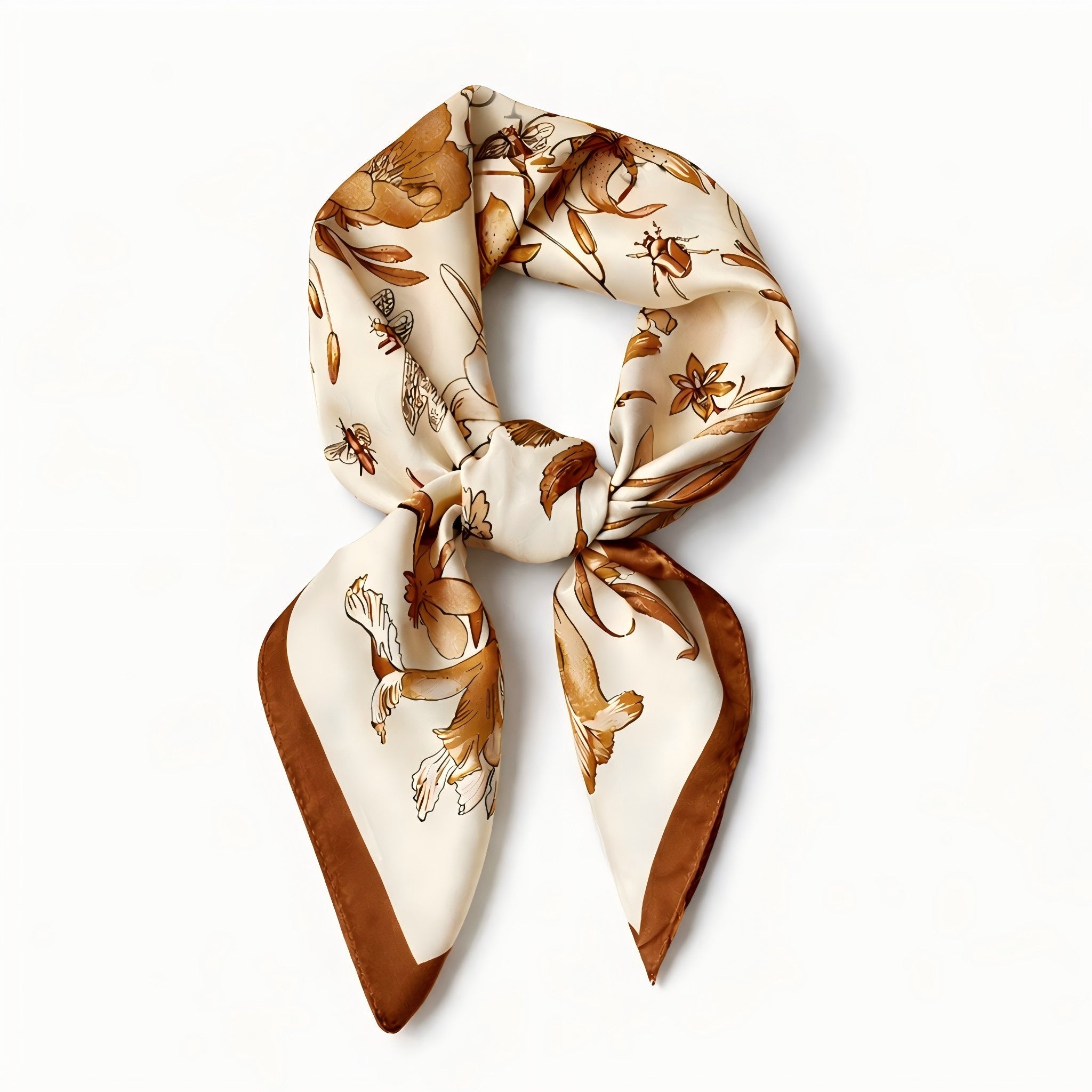 Anna-Kaci Women's Square Floral Silk Feel Scarf Lightweight Botanical Print Neck Wrap 27.5 Inch