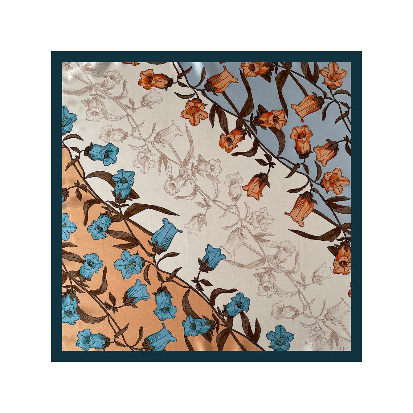 Anna-Kaci Women's Square Floral Silk Feel Scarf Lightweight Botanical Neck Hair Wrap 27.5 Inch