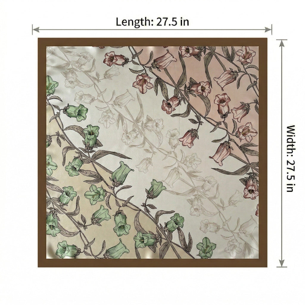 Anna-Kaci Women's Square Floral Silk Feel Scarf Lightweight Botanical Neck Hair Wrap 27.5 Inch