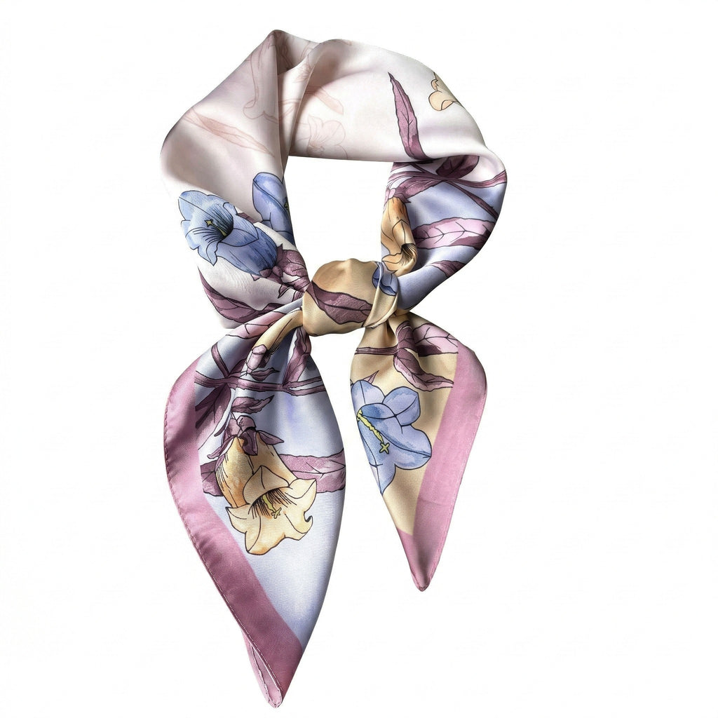 Anna-Kaci Women's Square Floral Silk Feel Scarf Lightweight Botanical Neck Hair Wrap 27.5 Inch