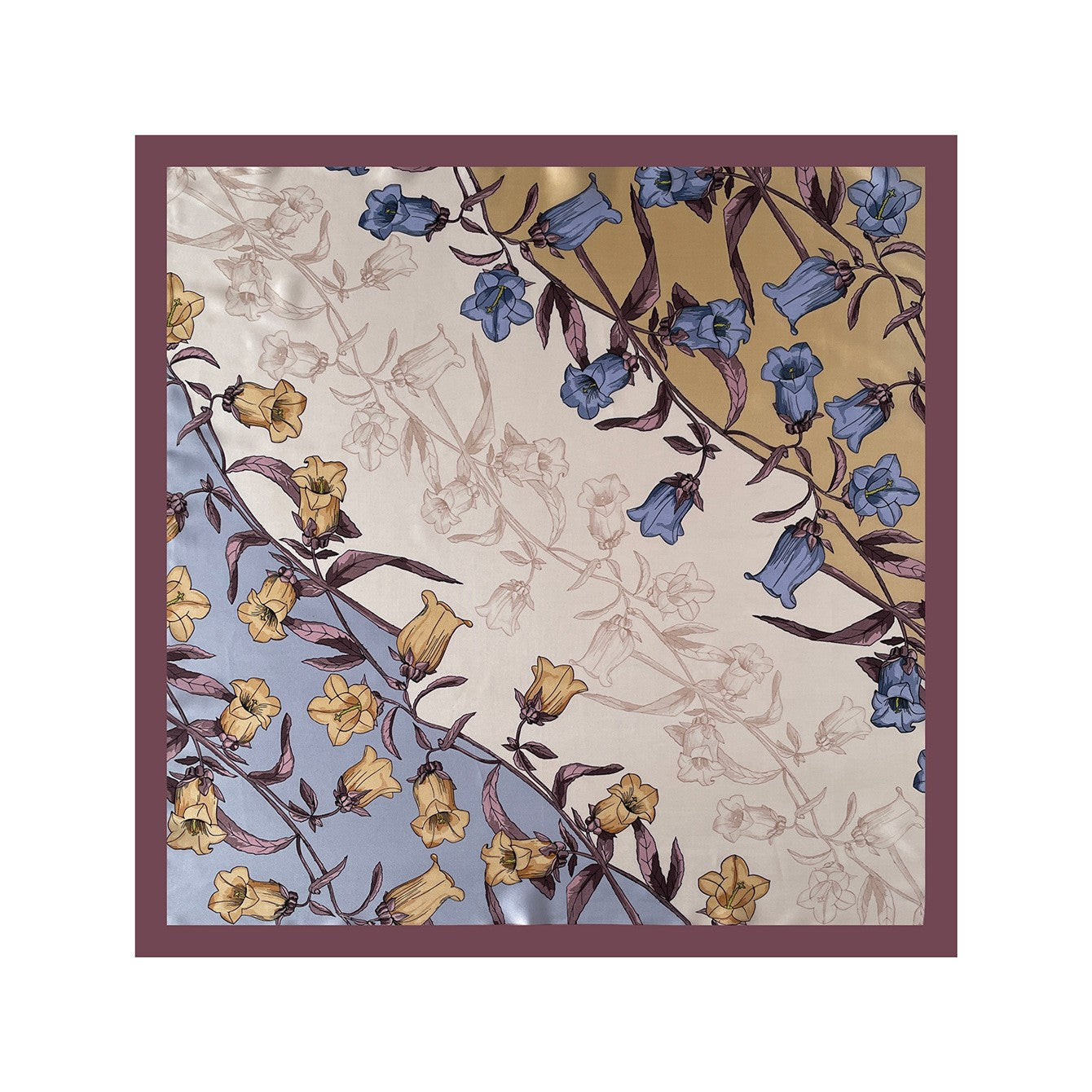 Anna-Kaci Women's Square Floral Silk Feel Scarf Lightweight Botanical Neck Hair Wrap 27.5 Inch