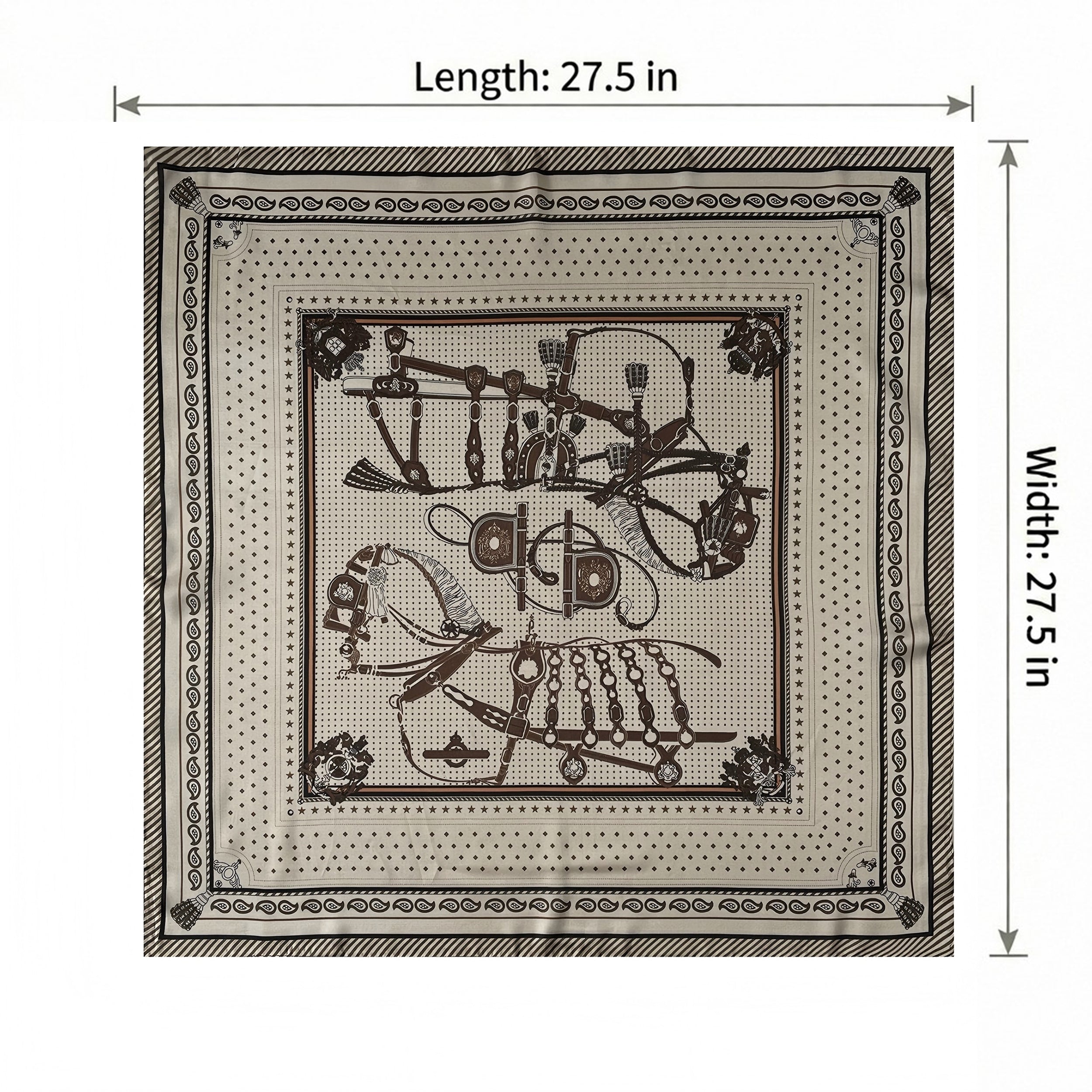 Anna-Kaci Women's Equestrian Print Silk Feel Satin Square Scarf Lightweight Neck Wrap 27.5 Inches
