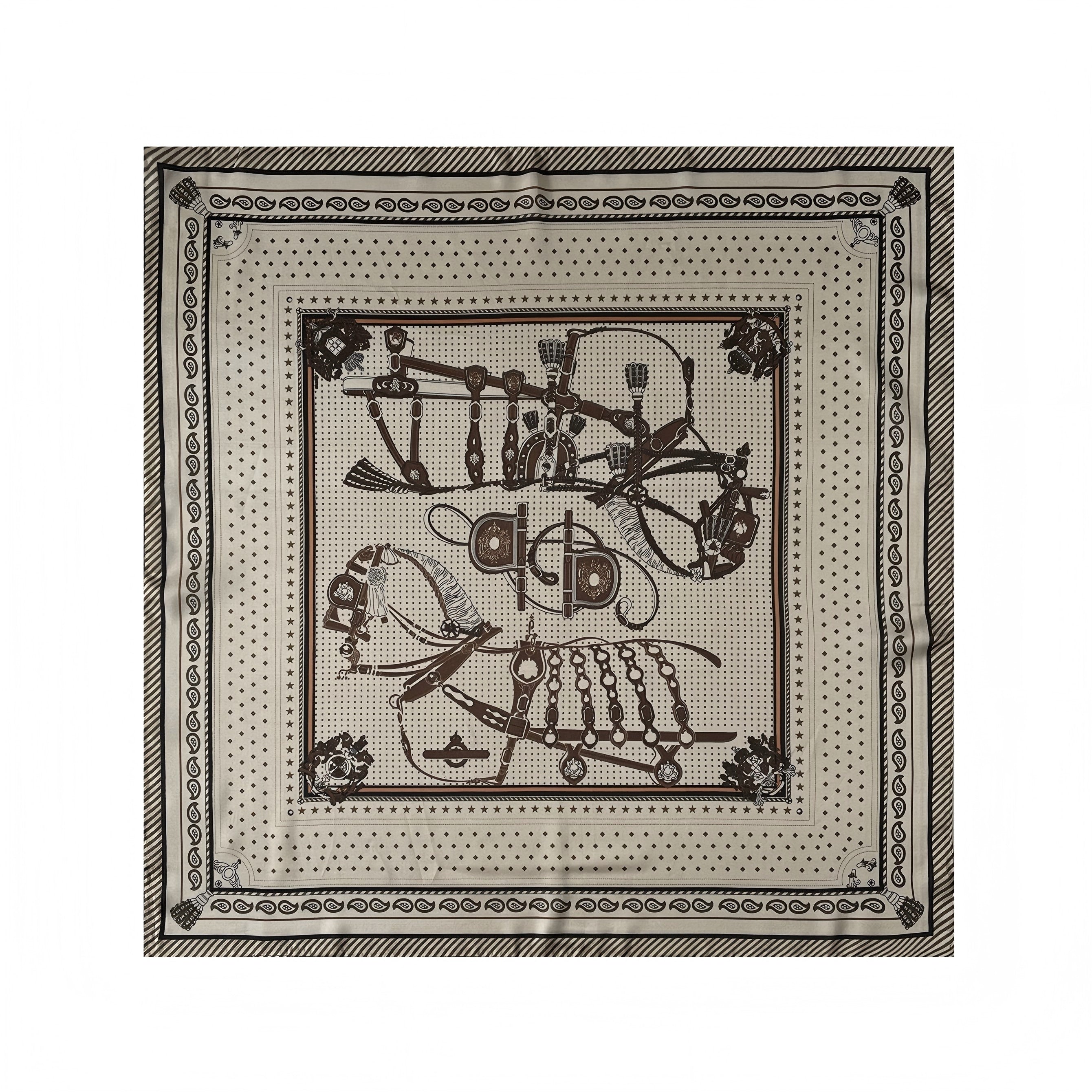 Anna-Kaci Women's Equestrian Print Silk Feel Satin Square Scarf Lightweight Neck Wrap 27.5 Inches