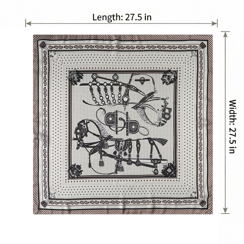 Anna-Kaci Women's Equestrian Print Silk Feel Satin Square Scarf Lightweight Neck Wrap 27.5 Inches