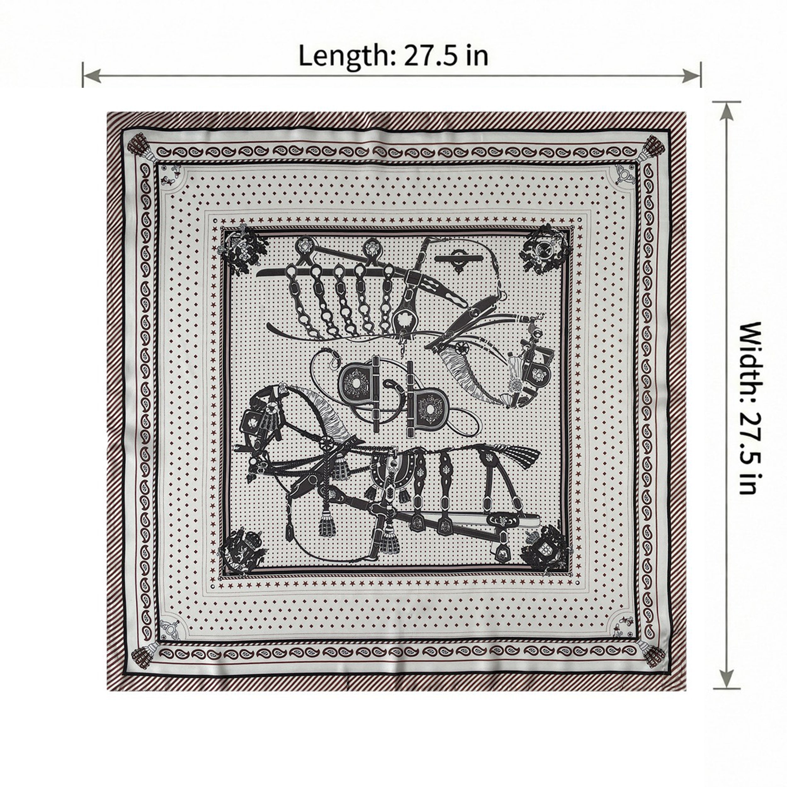 Anna-Kaci Women's Equestrian Print Silk Feel Satin Square Scarf Lightweight Neck Wrap 27.5 Inches