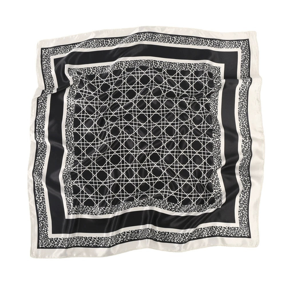 Anna-Kaci Women's Square Geometric Satin Scarf Silk Feel Head Wrap Bandana 35 Inch