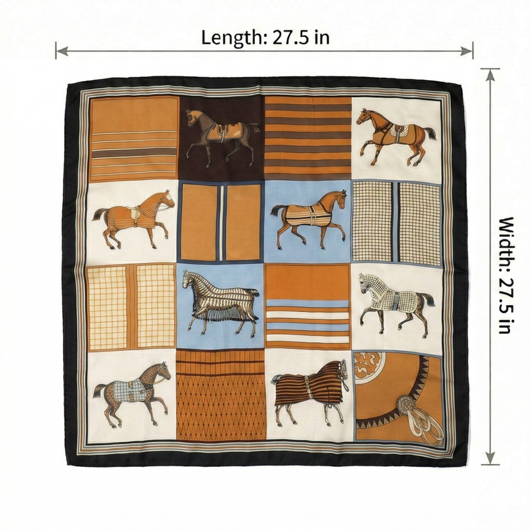 Anna-Kaci Women's Square Equestrian Horse Satin Scarf Lightweight Silk Feel Wrap 27.5 Inch