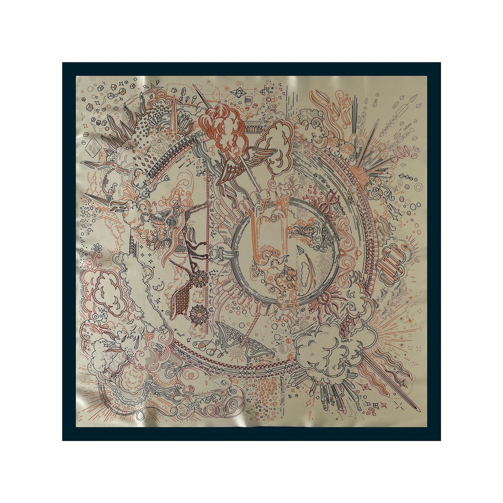 Anna-Kaci Women's Square Artistic Line Print Satin Scarf Lightweight Silk Touch Wrap 27.5 Inch