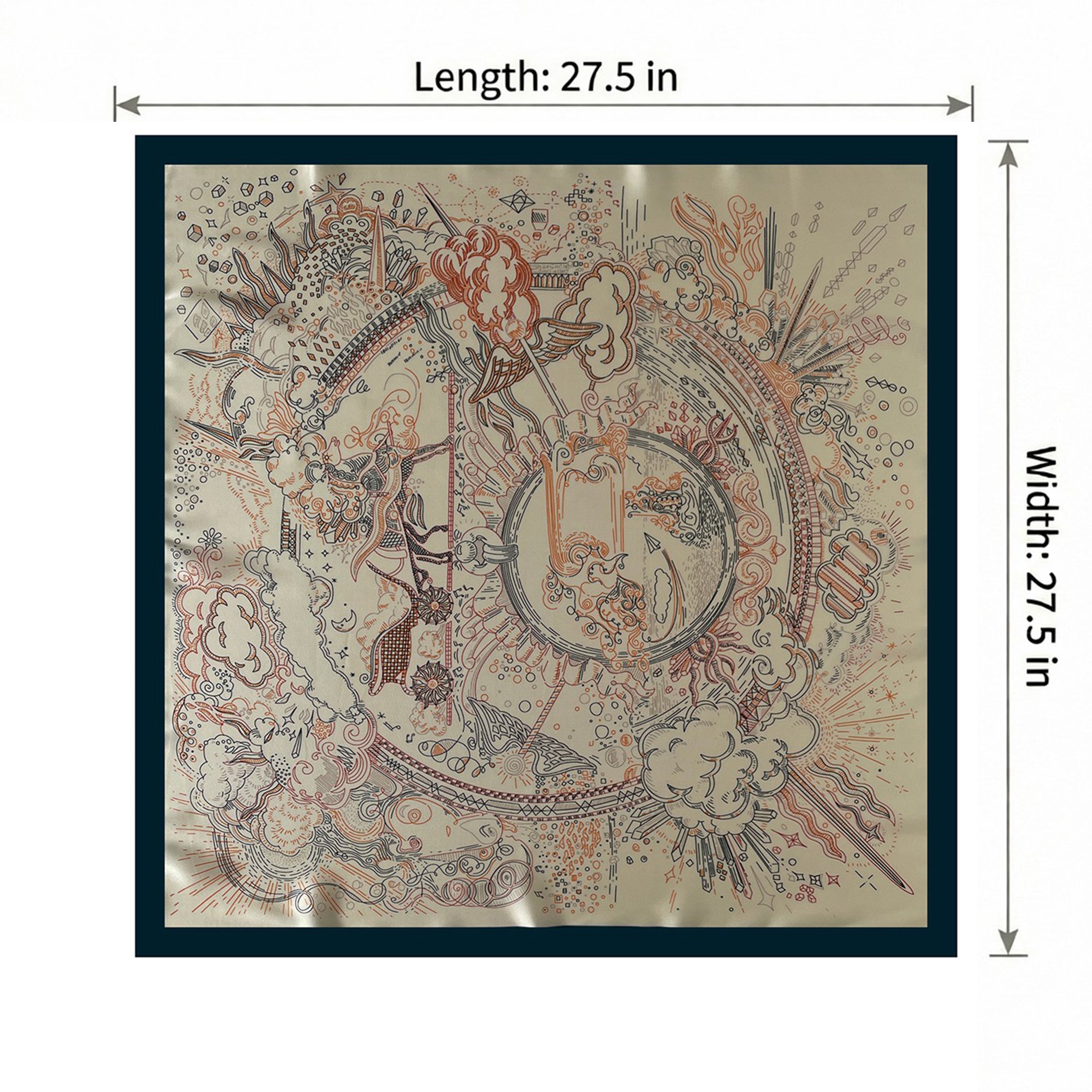Anna-Kaci Women's Square Artistic Line Print Satin Scarf Lightweight Silk Touch Wrap 27.5 Inch