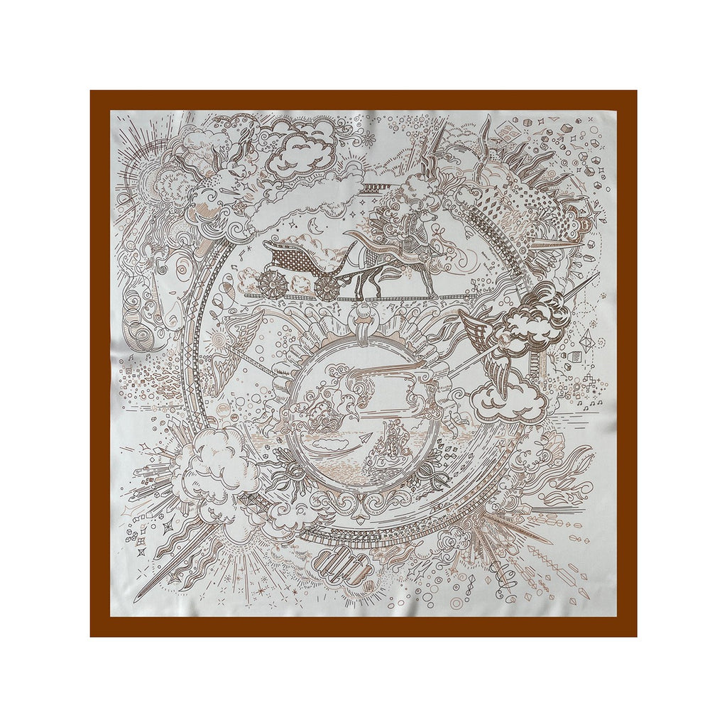 Anna-Kaci Women's Square Artistic Line Print Satin Scarf Lightweight Silk Touch Wrap 27.5 Inch