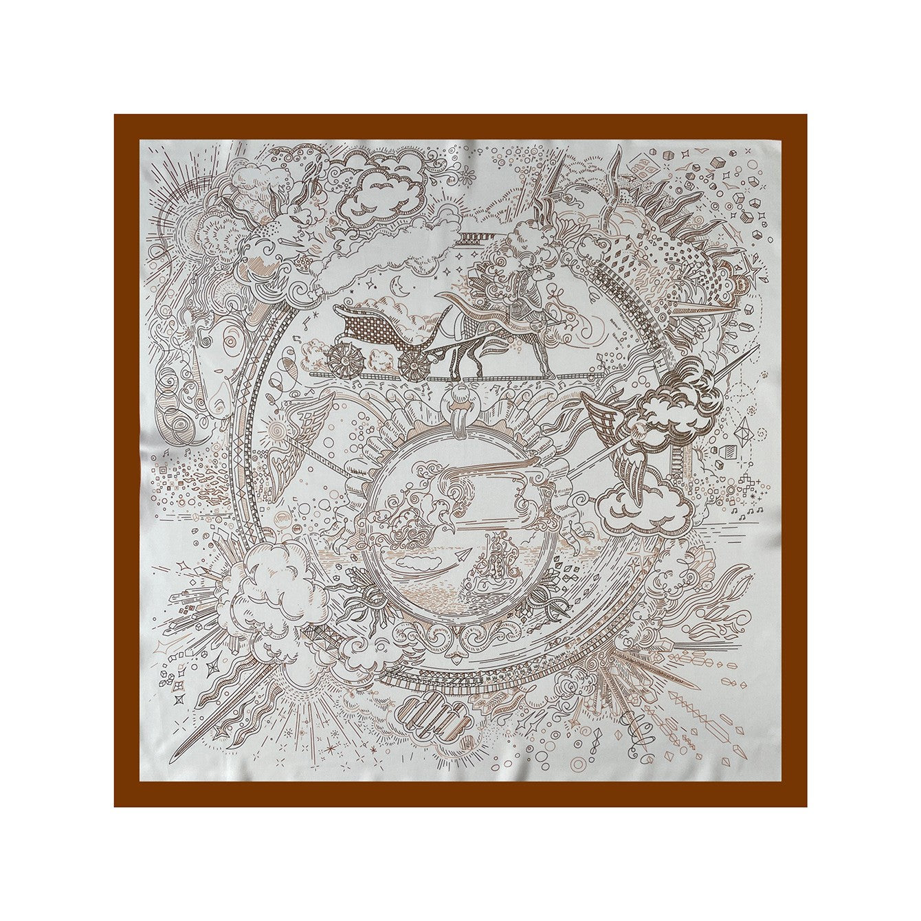 Anna-Kaci Women's Square Artistic Line Print Satin Scarf Lightweight Silk Touch Wrap 27.5 Inch