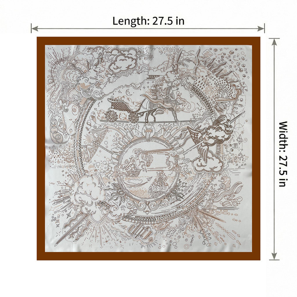 Anna-Kaci Women's Square Artistic Line Print Satin Scarf Lightweight Silk Touch Wrap 27.5 Inch