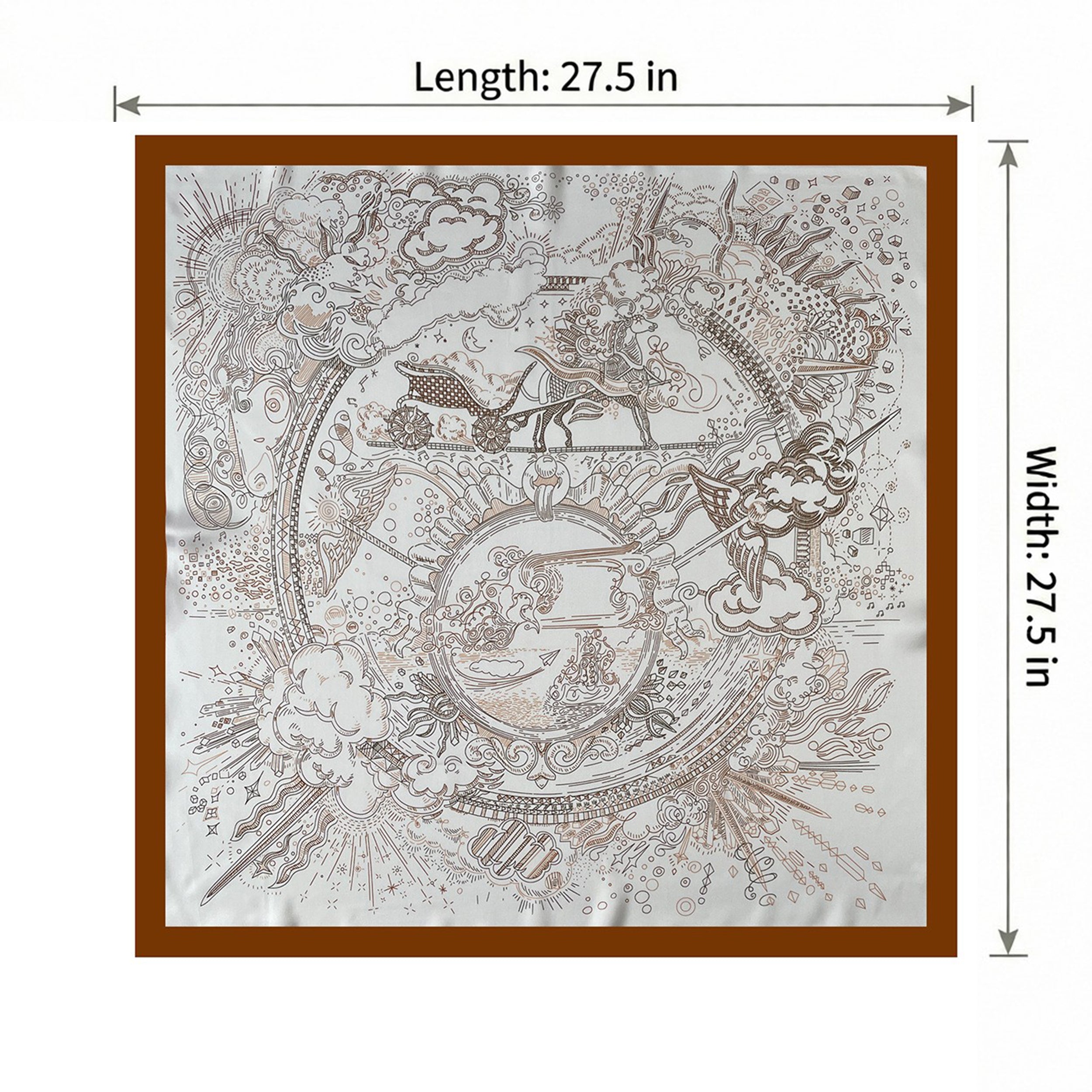 Anna-Kaci Women's Square Artistic Line Print Satin Scarf Lightweight Silk Touch Wrap 27.5 Inch