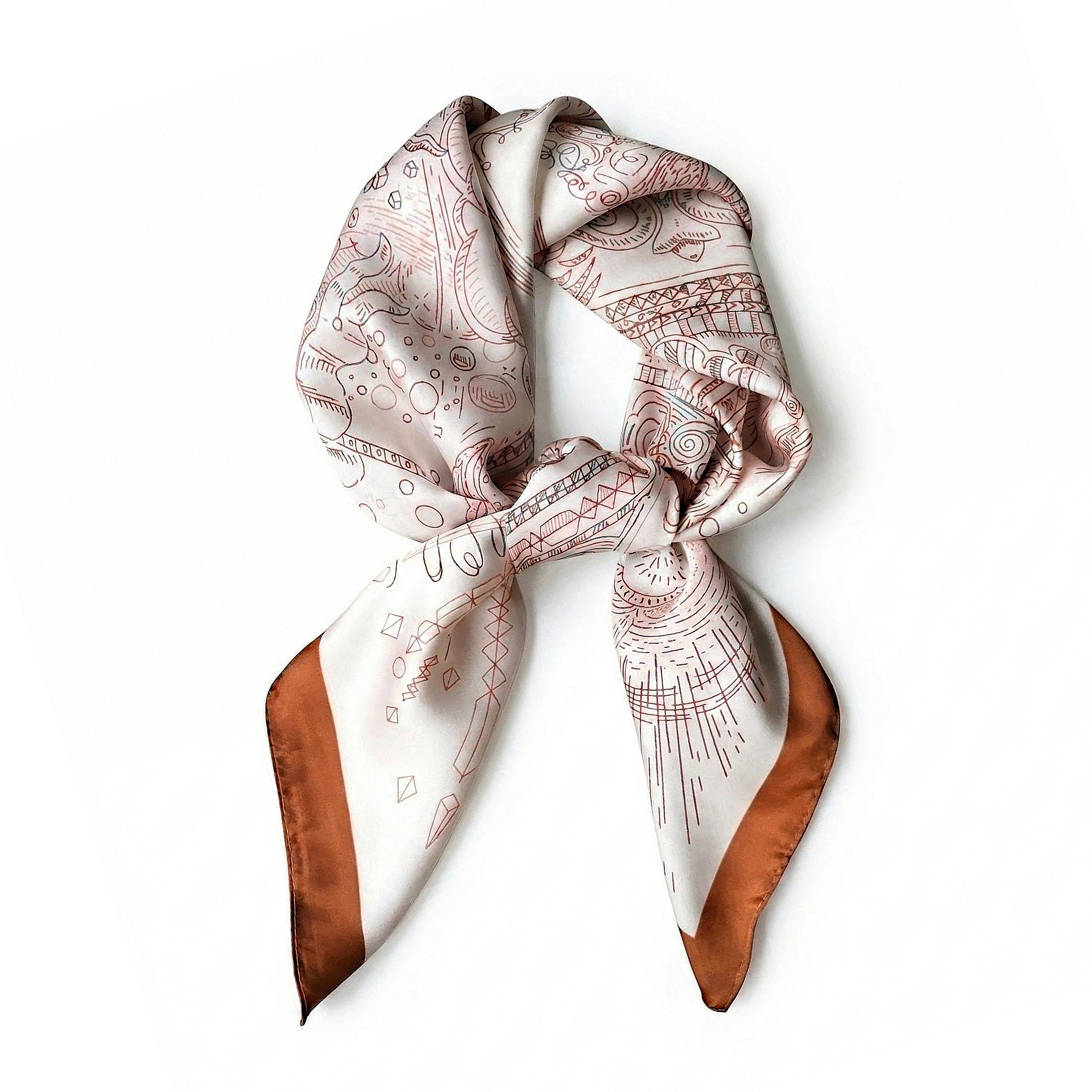 Anna-Kaci Women's Square Artistic Line Print Satin Scarf Lightweight Silk Touch Wrap 27.5 Inch