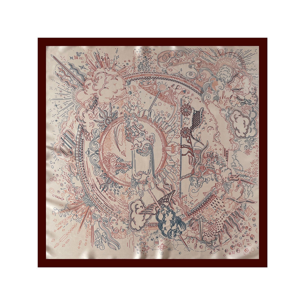 Anna-Kaci Women's Square Artistic Line Print Satin Scarf Lightweight Silk Touch Wrap 27.5 Inch