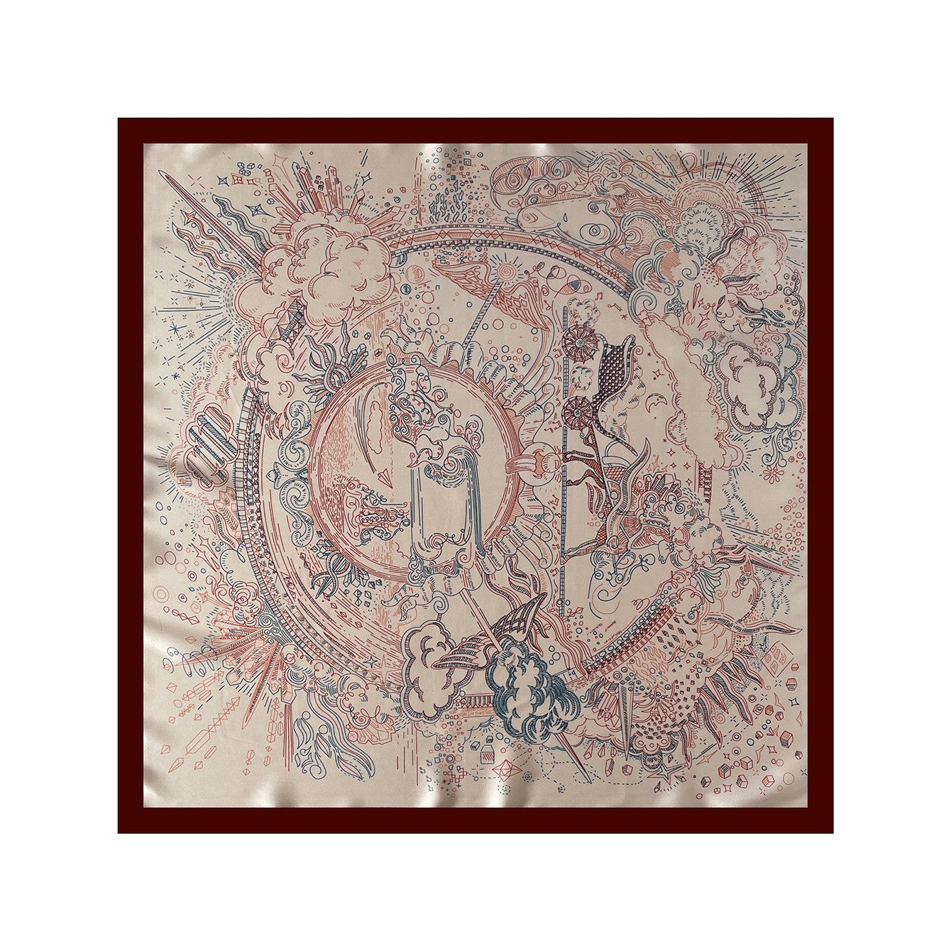 Anna-Kaci Women's Square Artistic Line Print Satin Scarf Lightweight Silk Touch Wrap 27.5 Inch