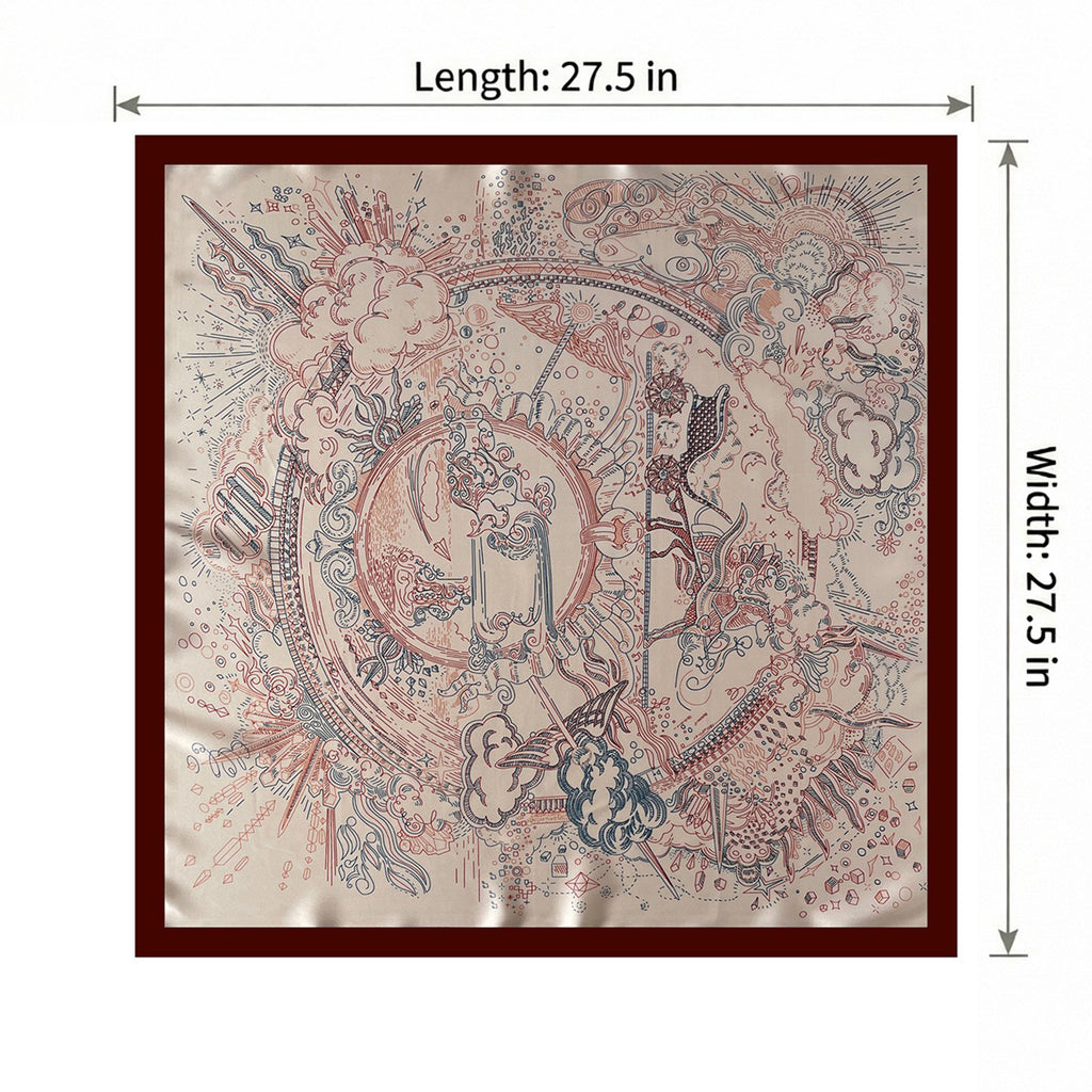 Anna-Kaci Women's Square Artistic Line Print Satin Scarf Lightweight Silk Touch Wrap 27.5 Inch