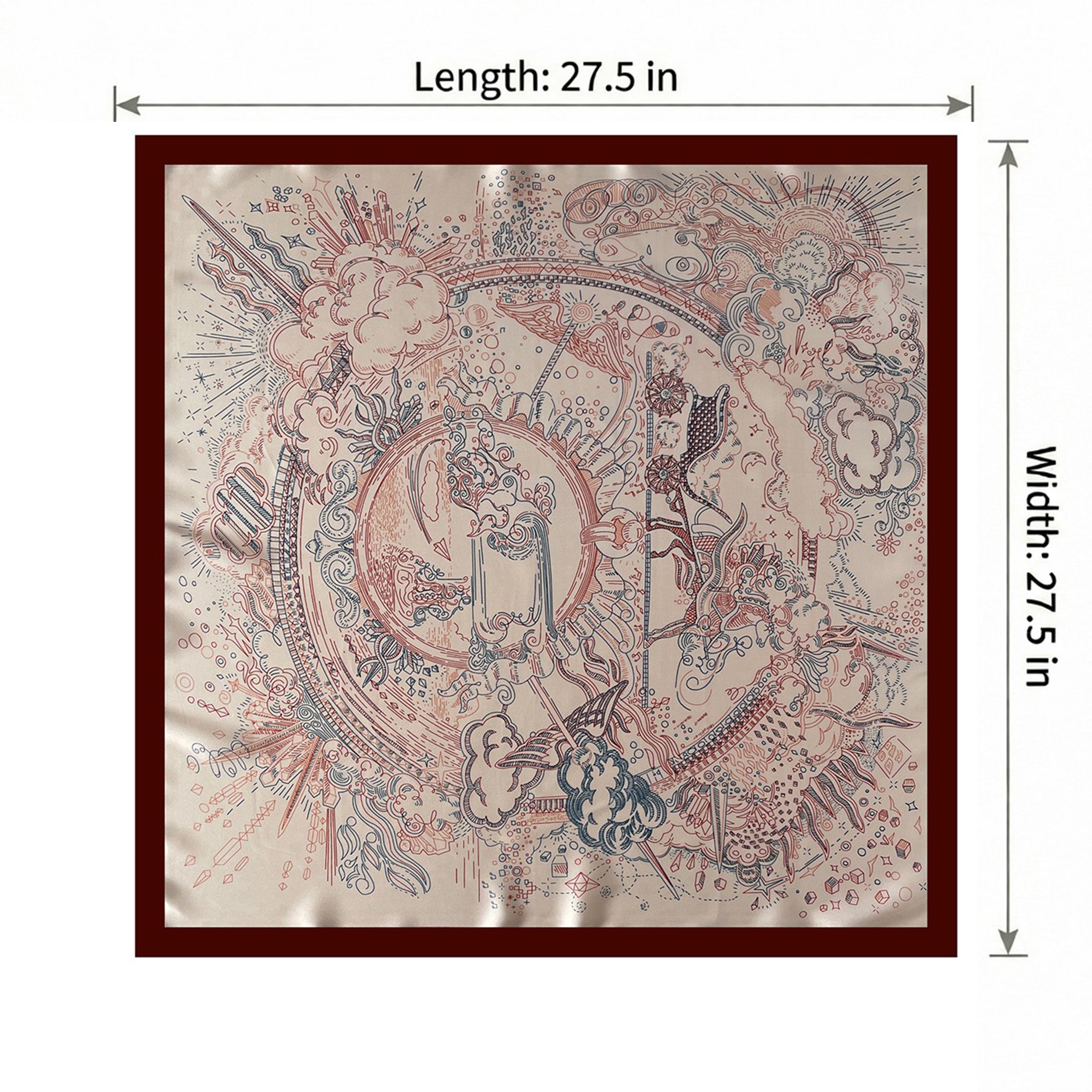 Anna-Kaci Women's Square Artistic Line Print Satin Scarf Lightweight Silk Touch Wrap 27.5 Inch