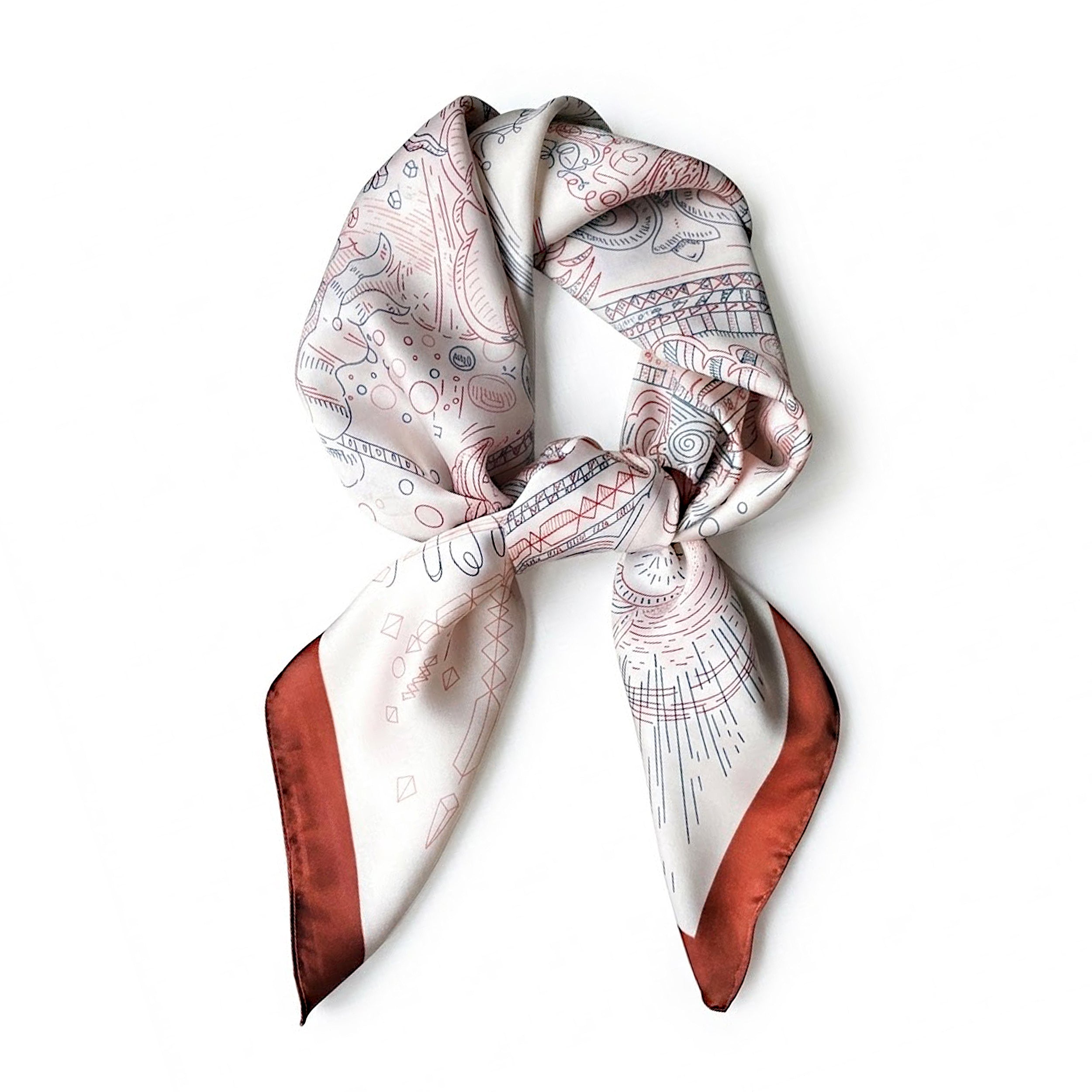 Anna-Kaci Women's Square Artistic Line Print Satin Scarf Lightweight Silk Touch Wrap 27.5 Inch