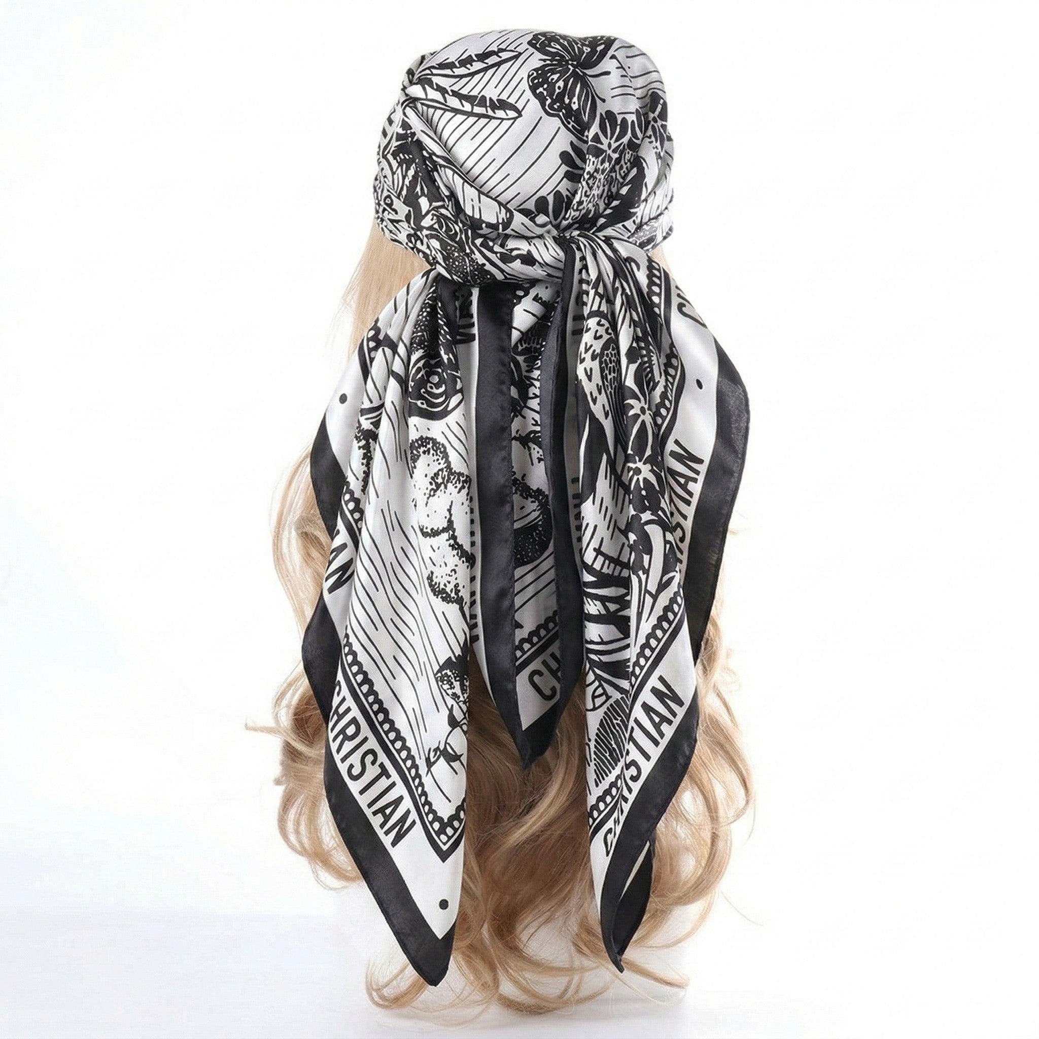 Anna-Kaci Women's Oversized Botanical Satin Scarf Silk Touch Square Head Wrap 35 Inch