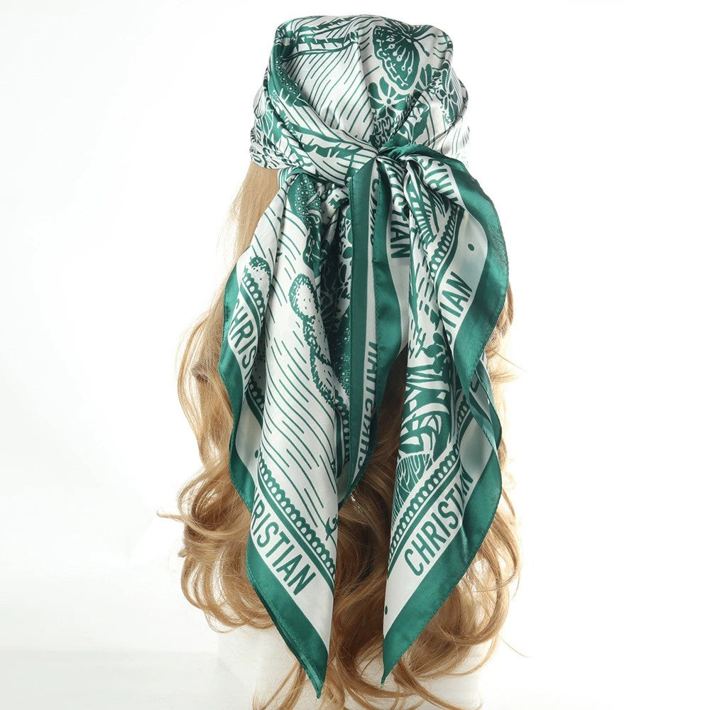 Anna-Kaci Women's Oversized Botanical Satin Scarf Silk Touch Square Head Wrap 35 Inch