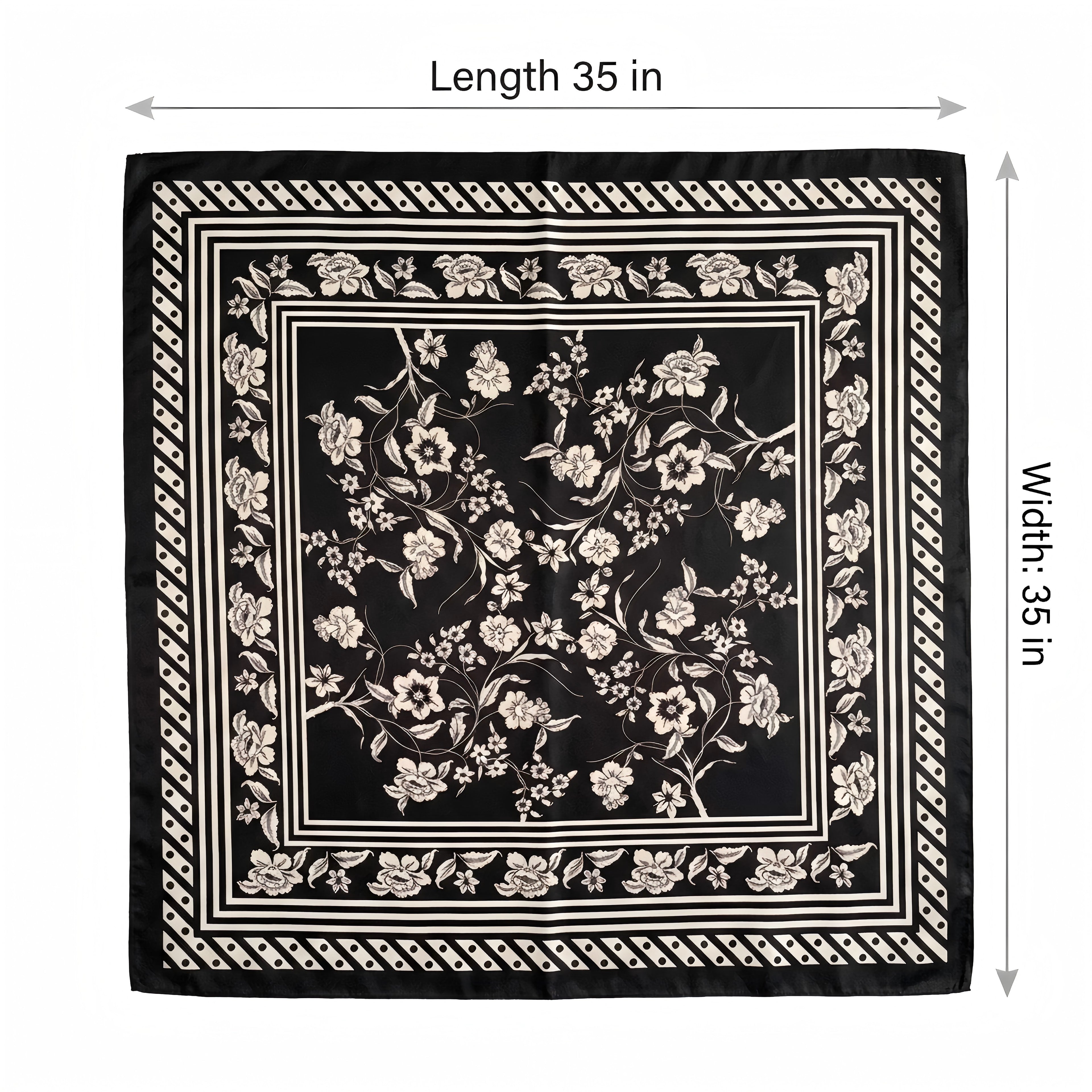 Anna-Kaci Vintage Floral Print Satin Square Scarf 35 x 35 Inches Head Scarf for Women